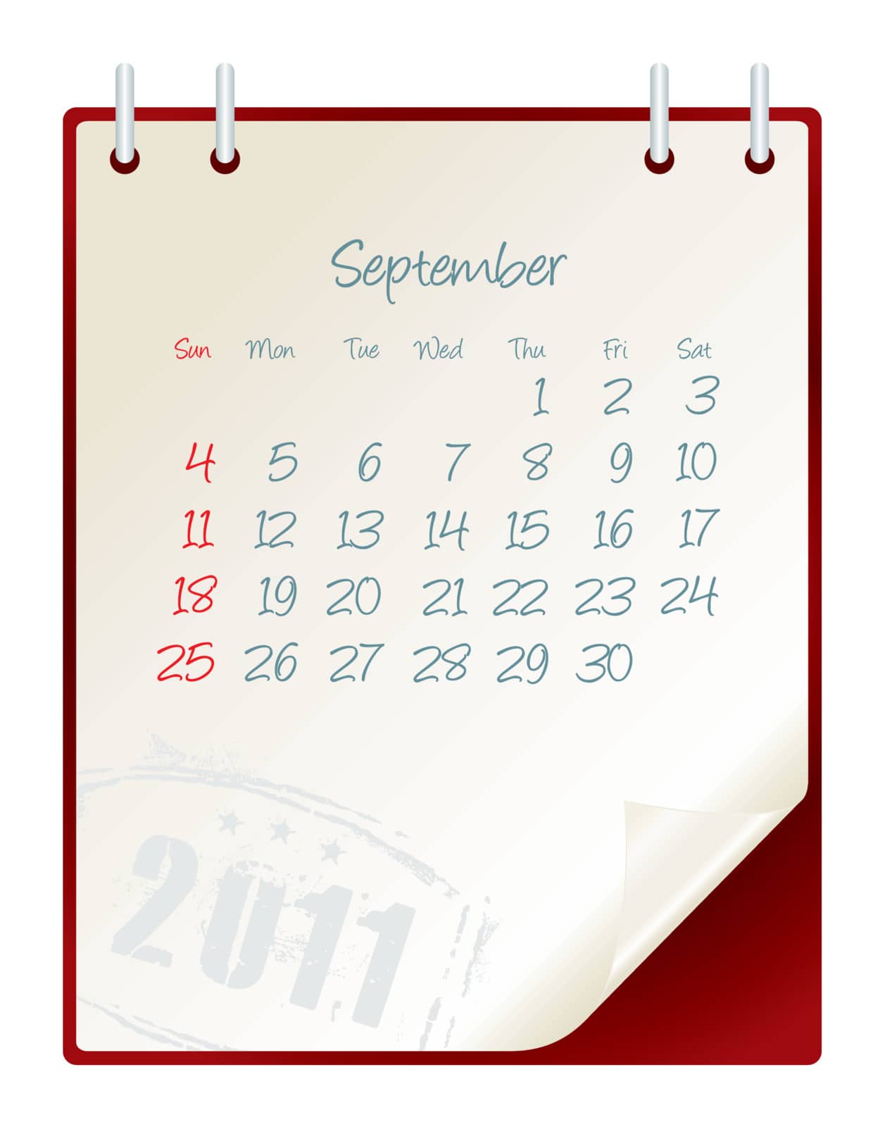 2011 calendar with a blanknote paper - vector illustration