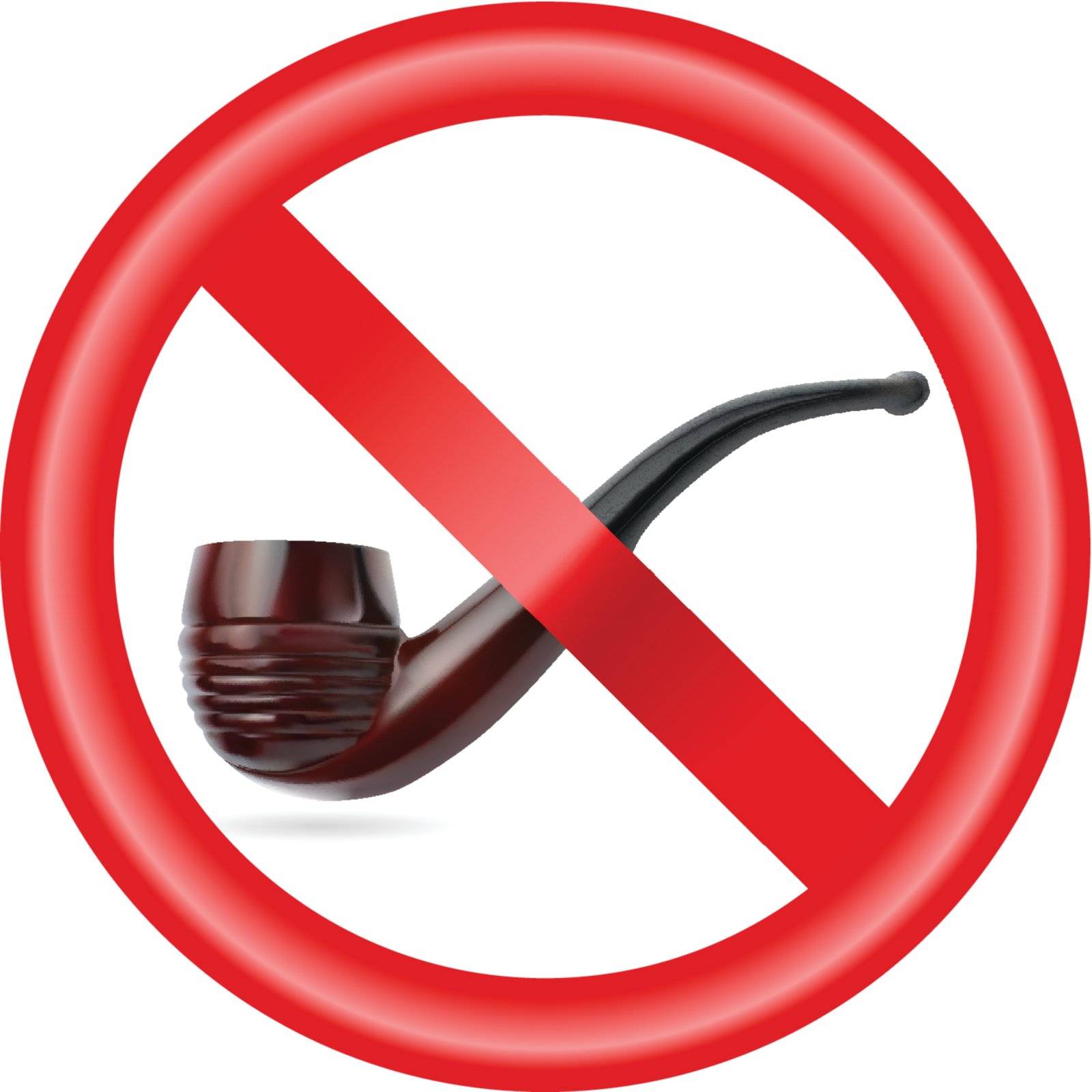 Photorealistic vector image of the Smoking Pipe. Also 2 kinds of 'No smoking' and one 'Yes smoking' signs. Used meshes and blends. Eps 10