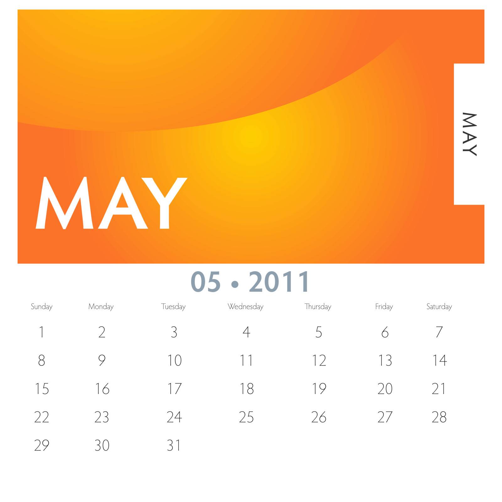 An image of a 2011 May calendar.