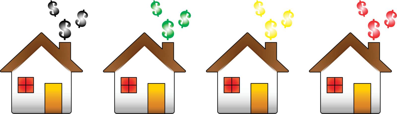 Houses showing the dollar symbol representing the financial crisis