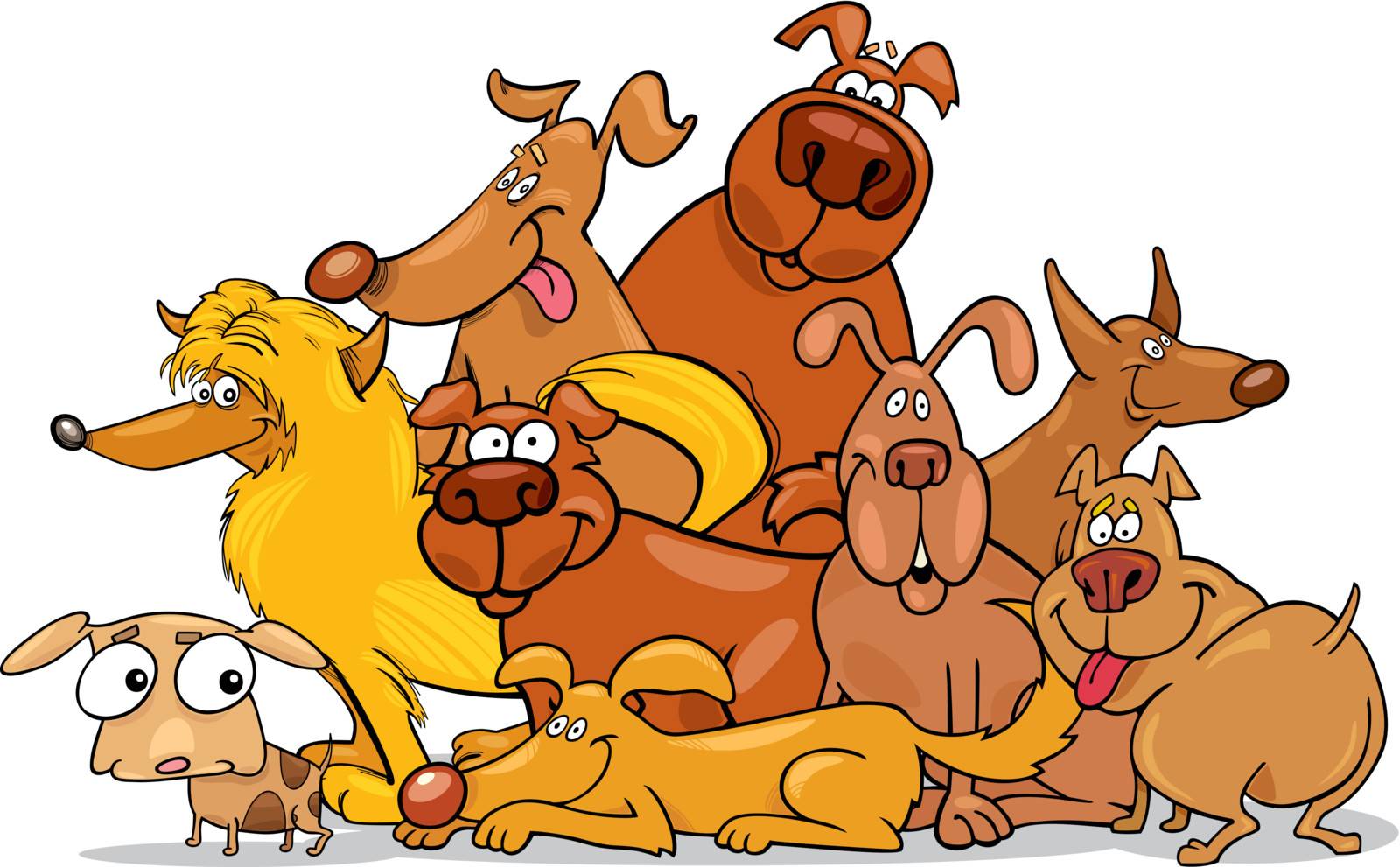 illustration of cartoon dogs group