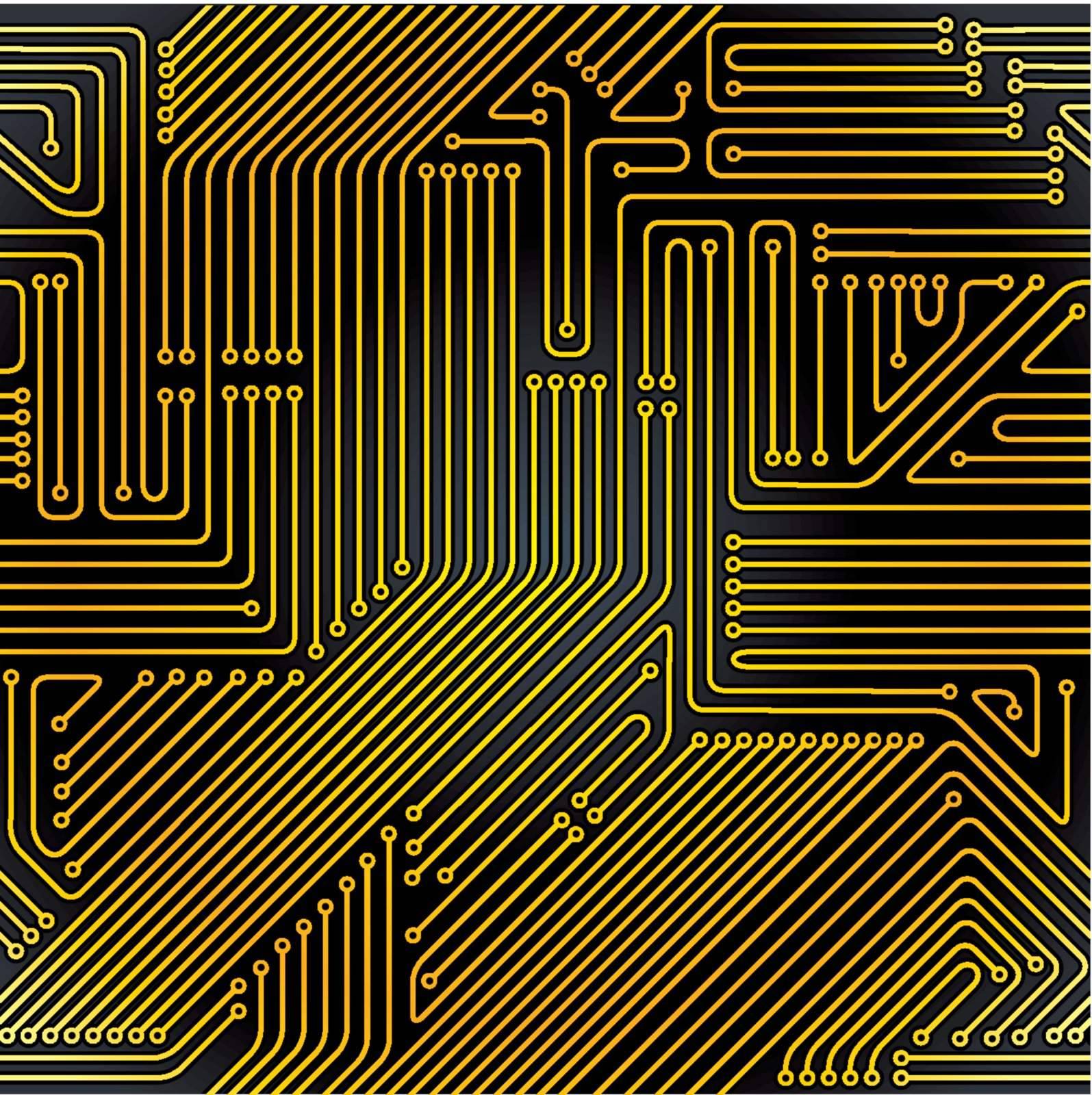 Computer circuit board seamless pattern. Computer electronic technology vector background.