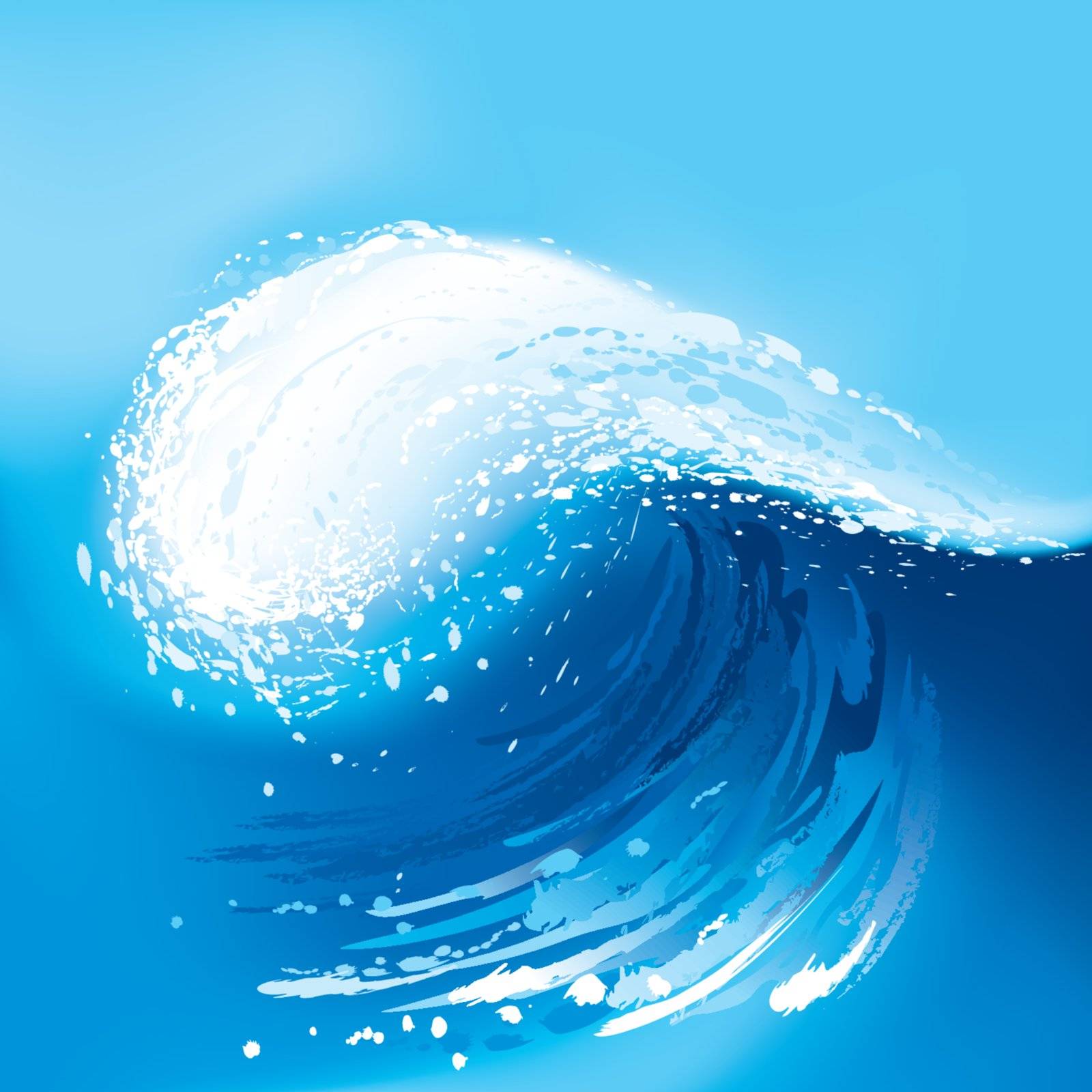 Big Blue Wave, editable vector illustration