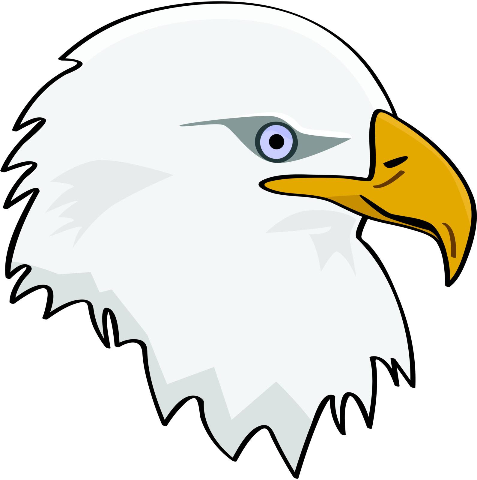 Cartoon illustration of the head of an eagle