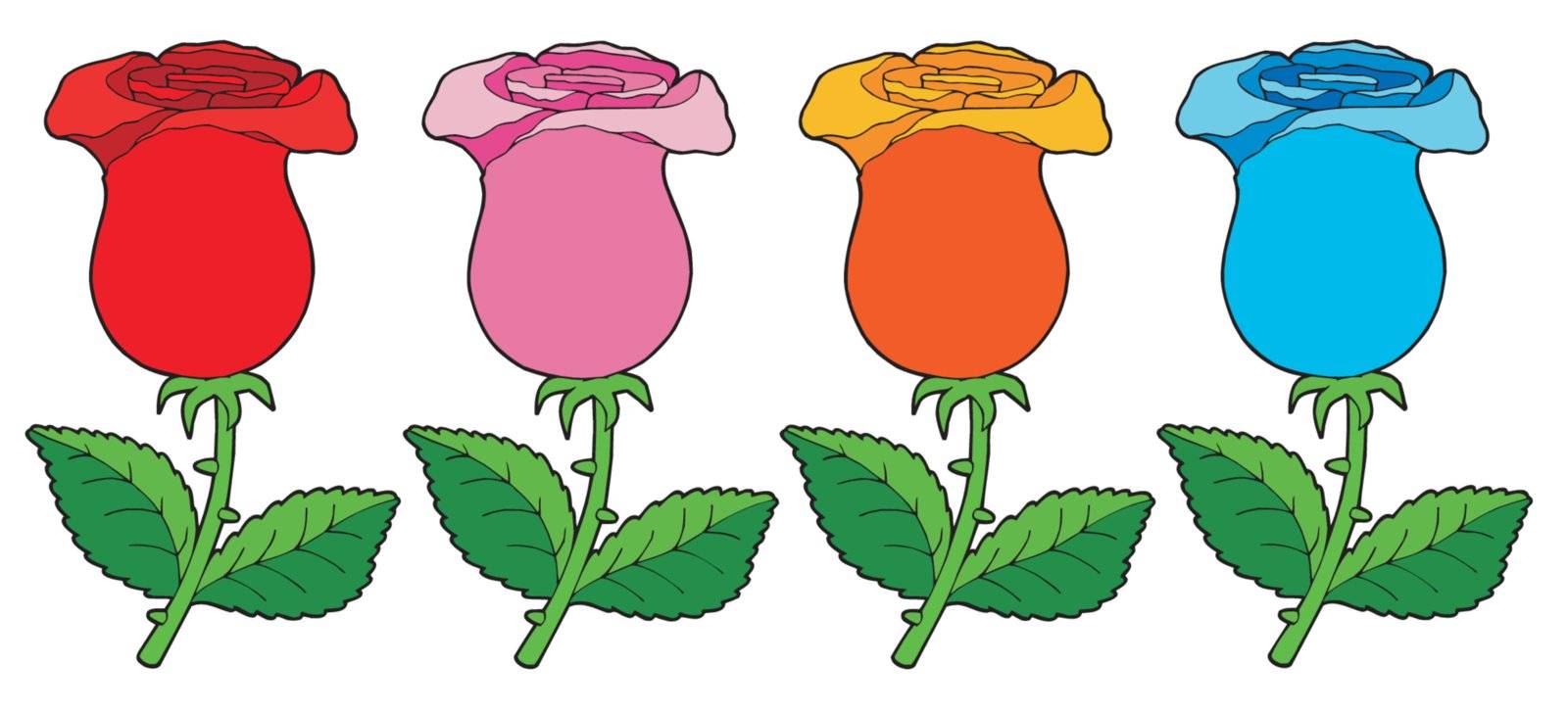 Various color roses collection - vector illustration.
