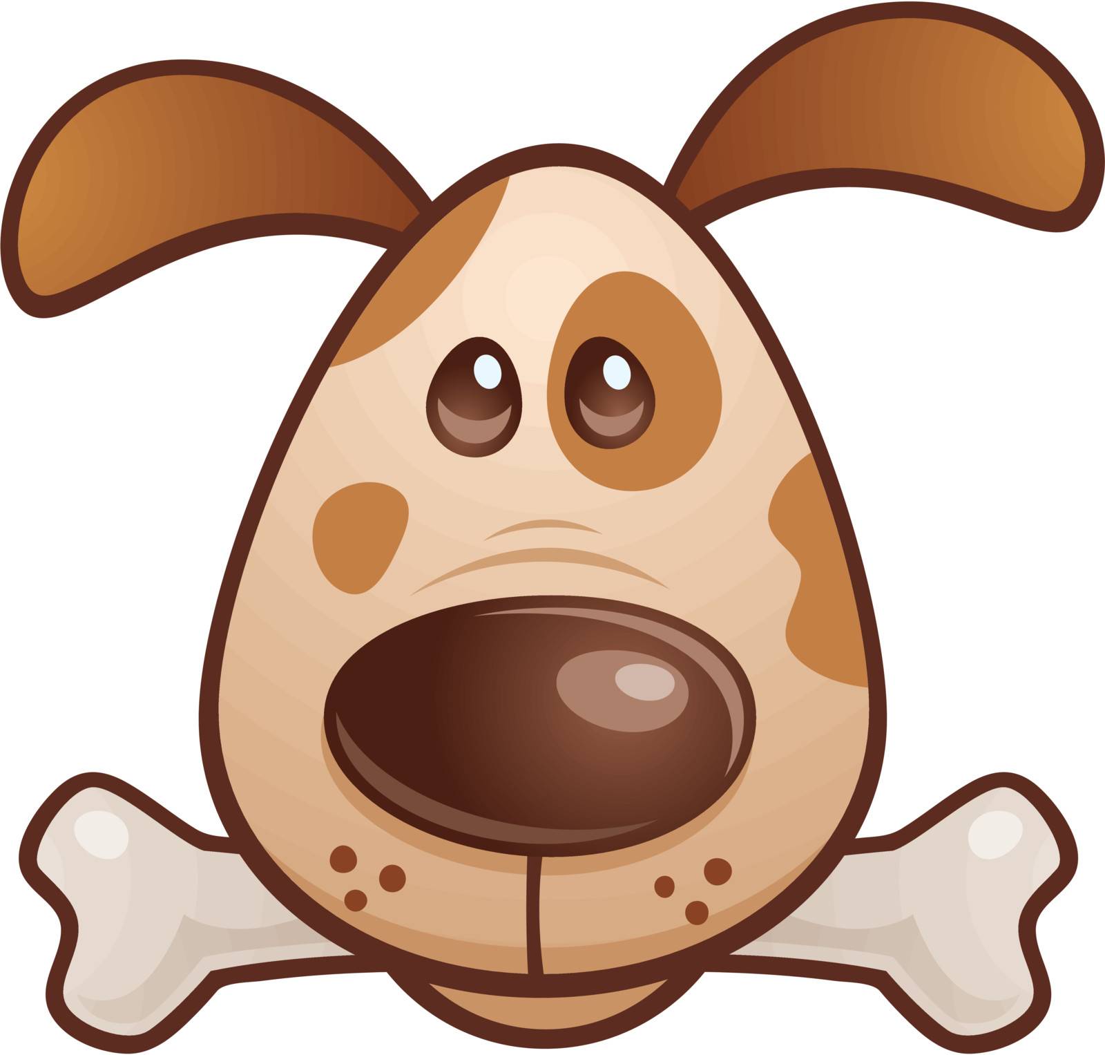 Vector cartoon illustration of a cute puppy dog with a bone in his mouth.