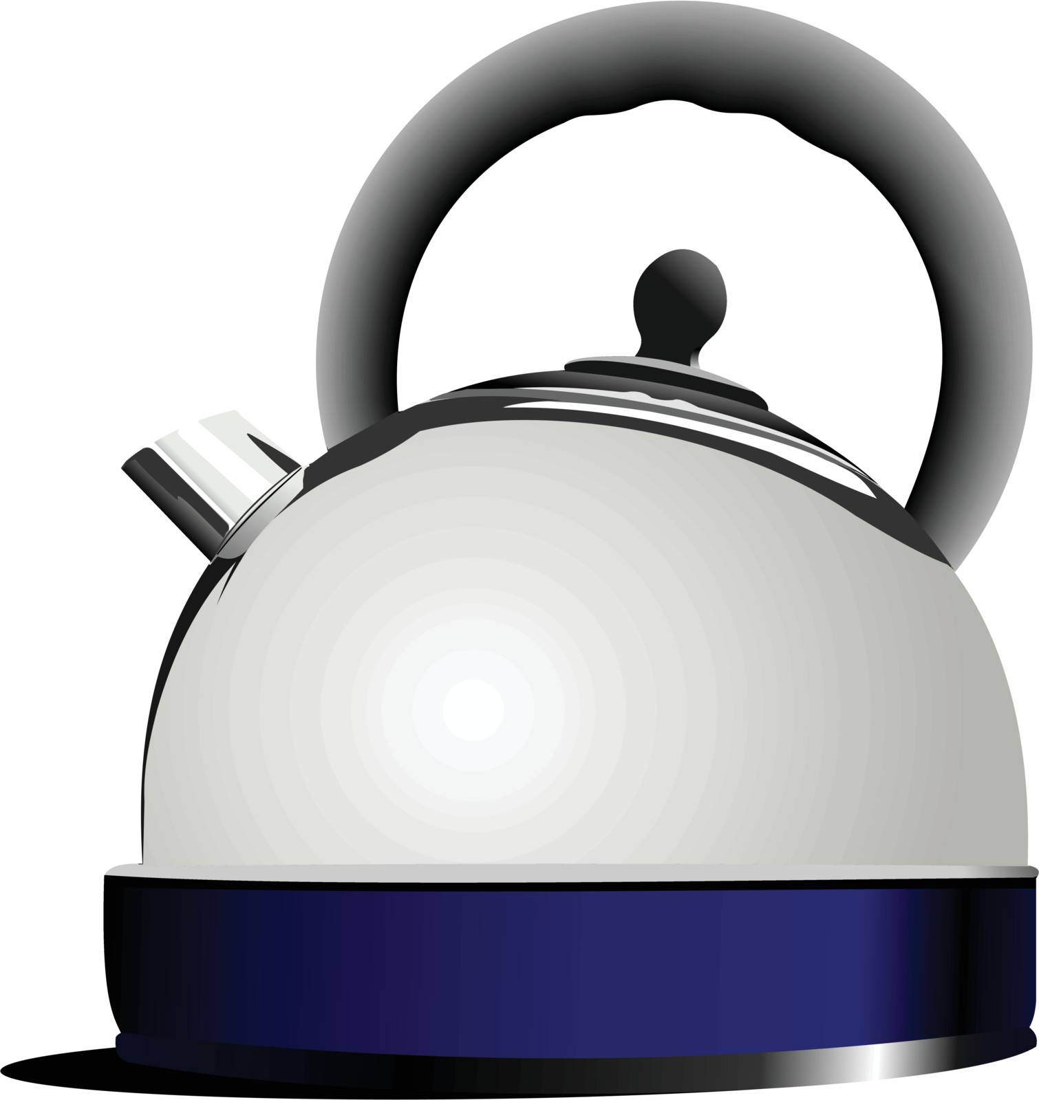 Shiny steel kettle. Vector illustration by leonido