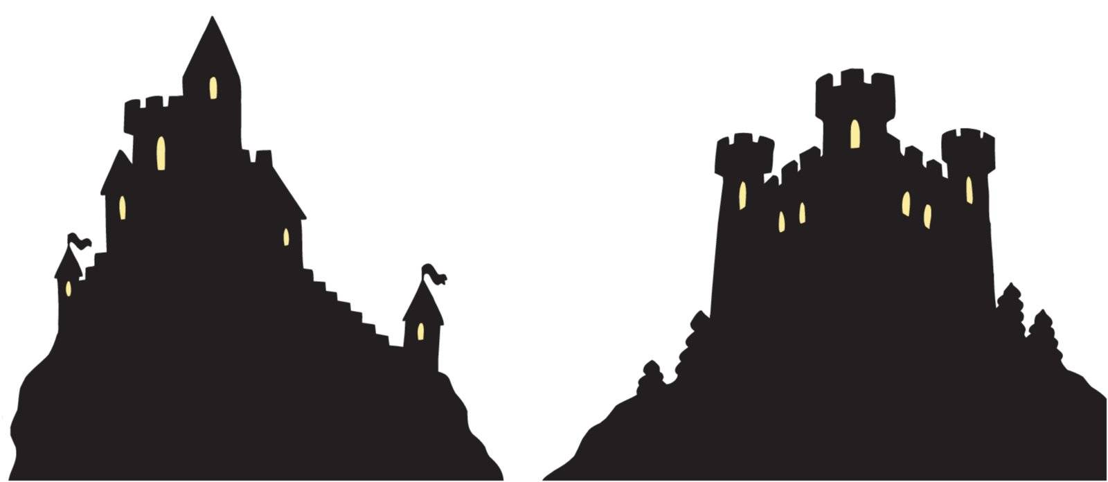 Castles silhouettes on white background - vector illustration.