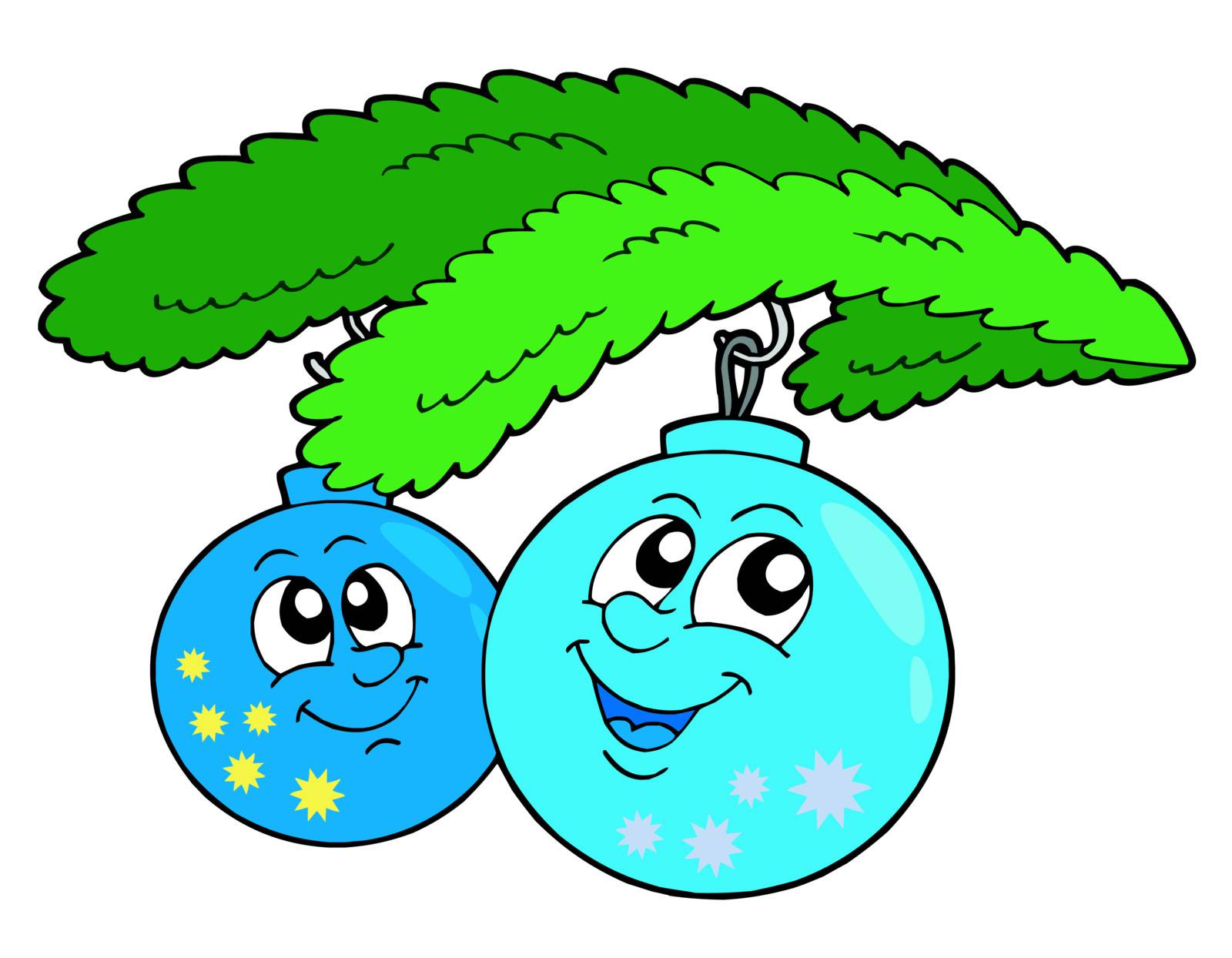 Cute blue Christmas globes - vector illustration.