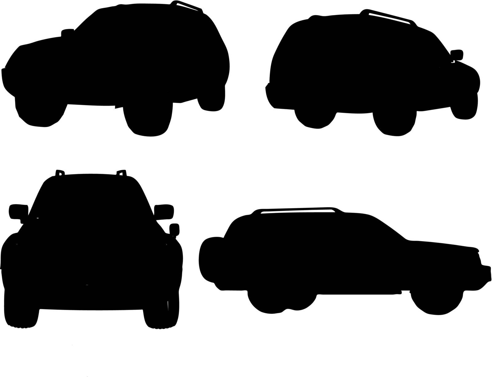 silhouette of cars isolated in white