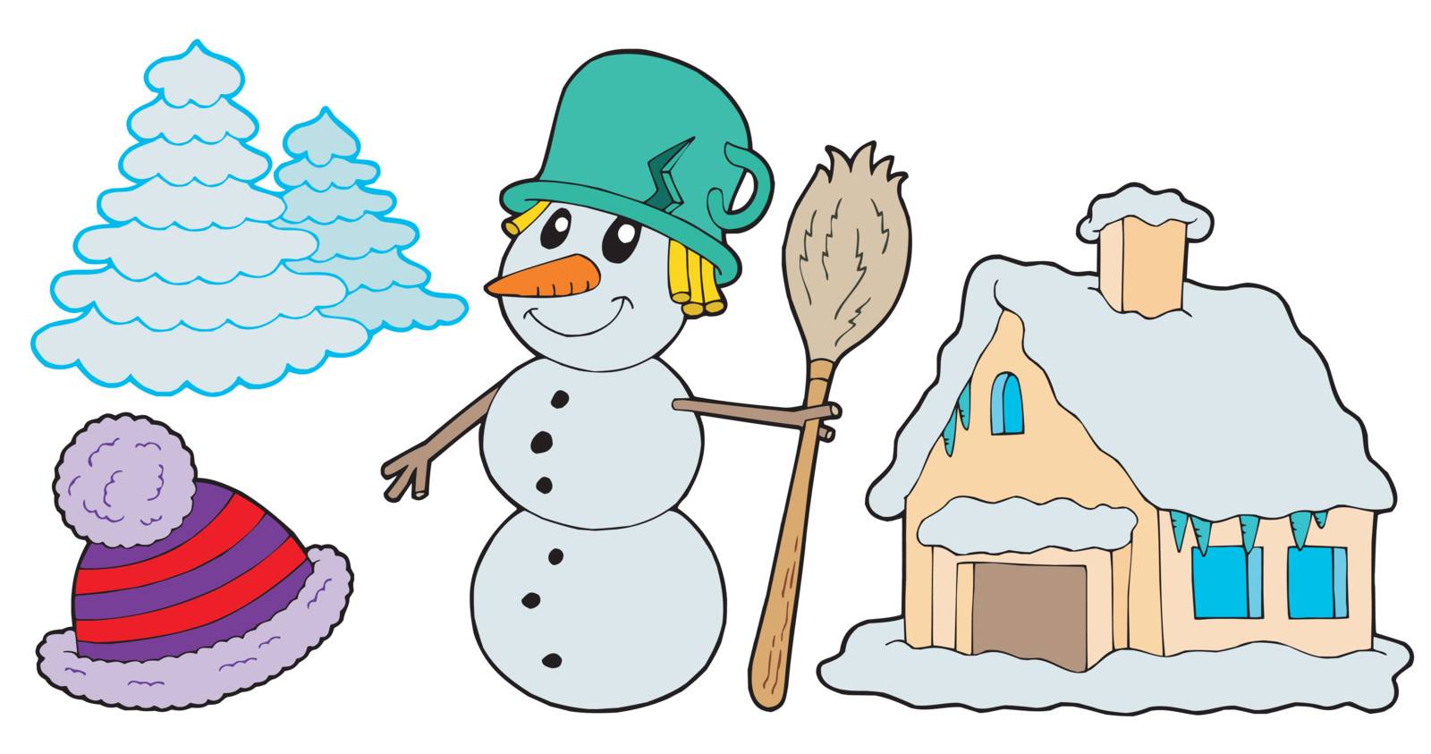 Winter collection on white background - vector illustration.