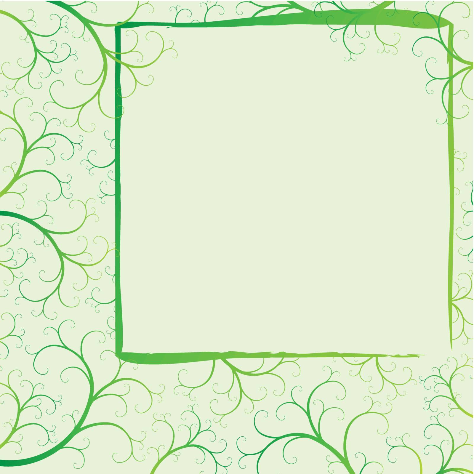 green square vector spring frame with swirls