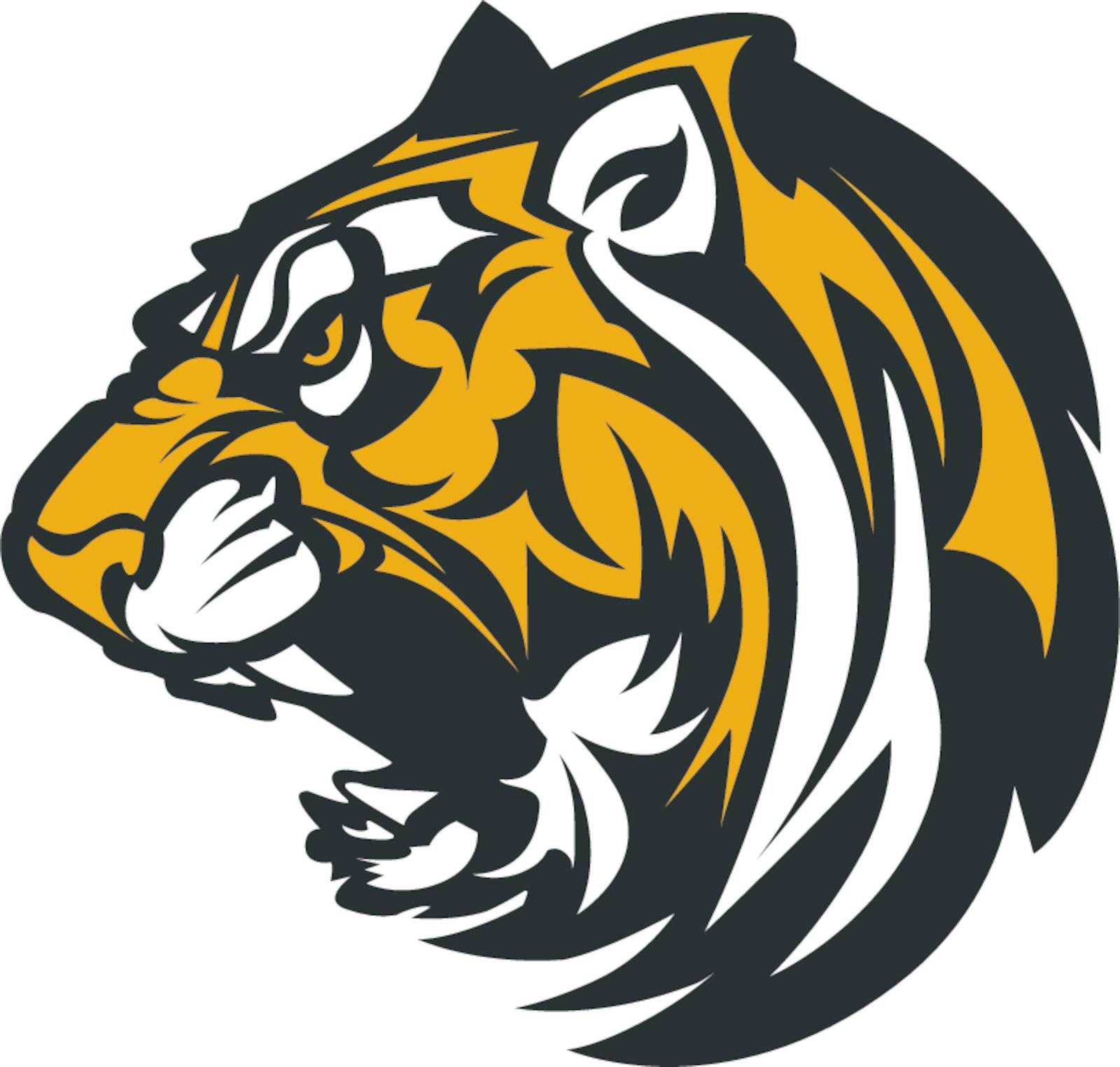 Graphic Team Mascot Image of  a Growling Tiger Head
