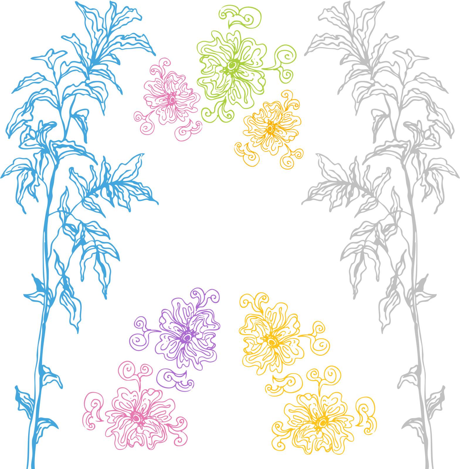 An image of hand drawn plant design elements.