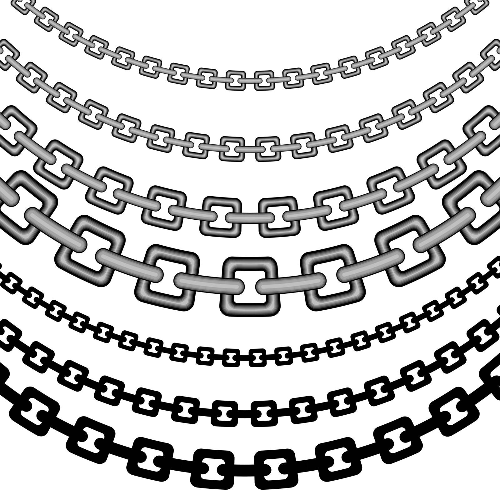 An image of a set of curved chain patterns.