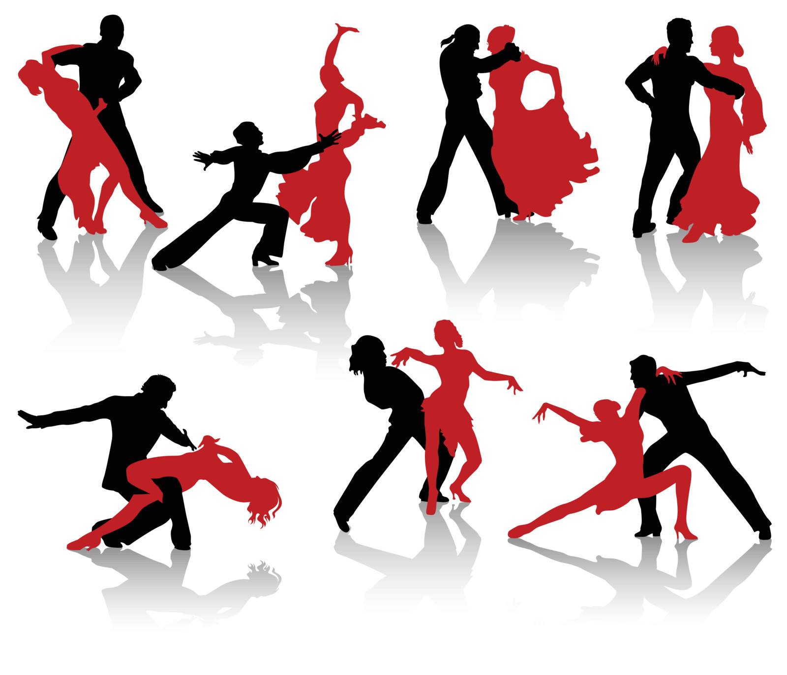 Silhouettes of the pairs dancing by Kamensky