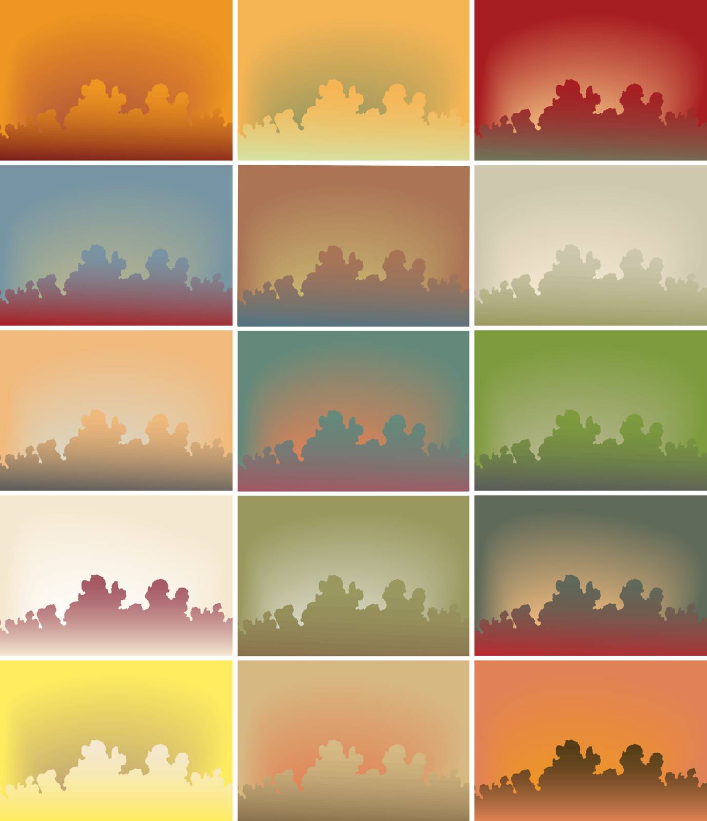 Set of editable vector background illustration of colorful sky variations