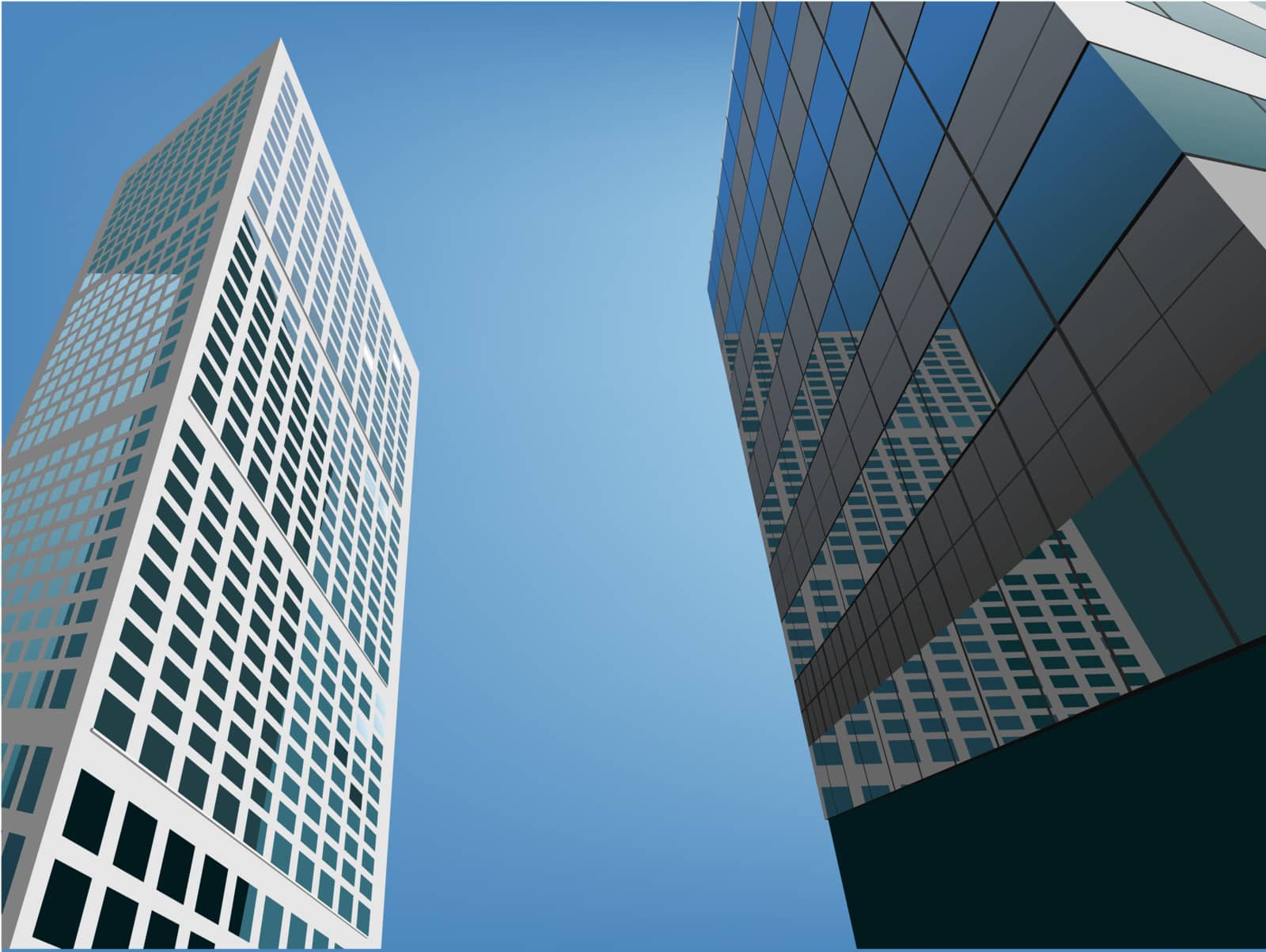 vector modern skyscraper with the blue sky behind
