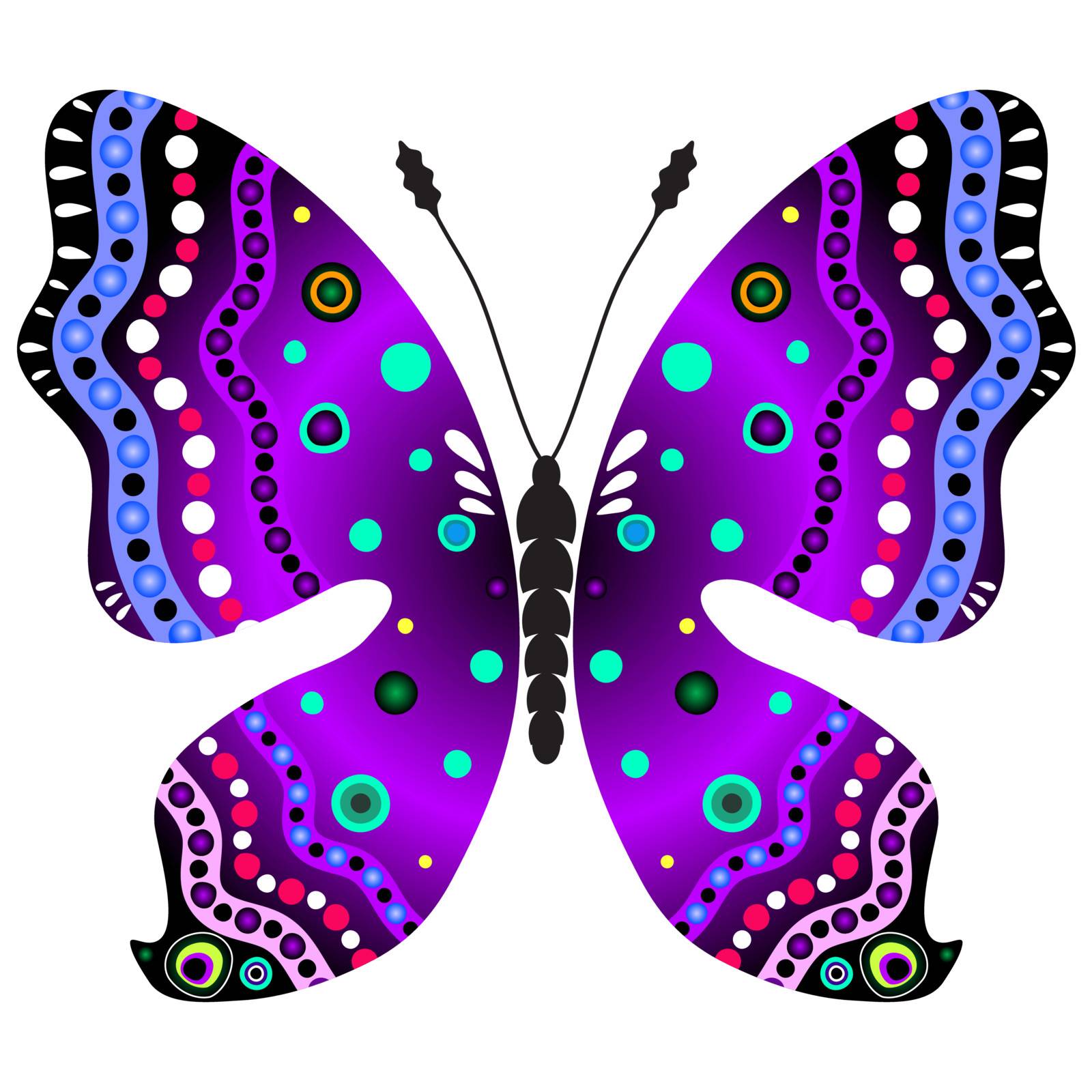 Violet and black decorative butterfly isolated on white (vector)