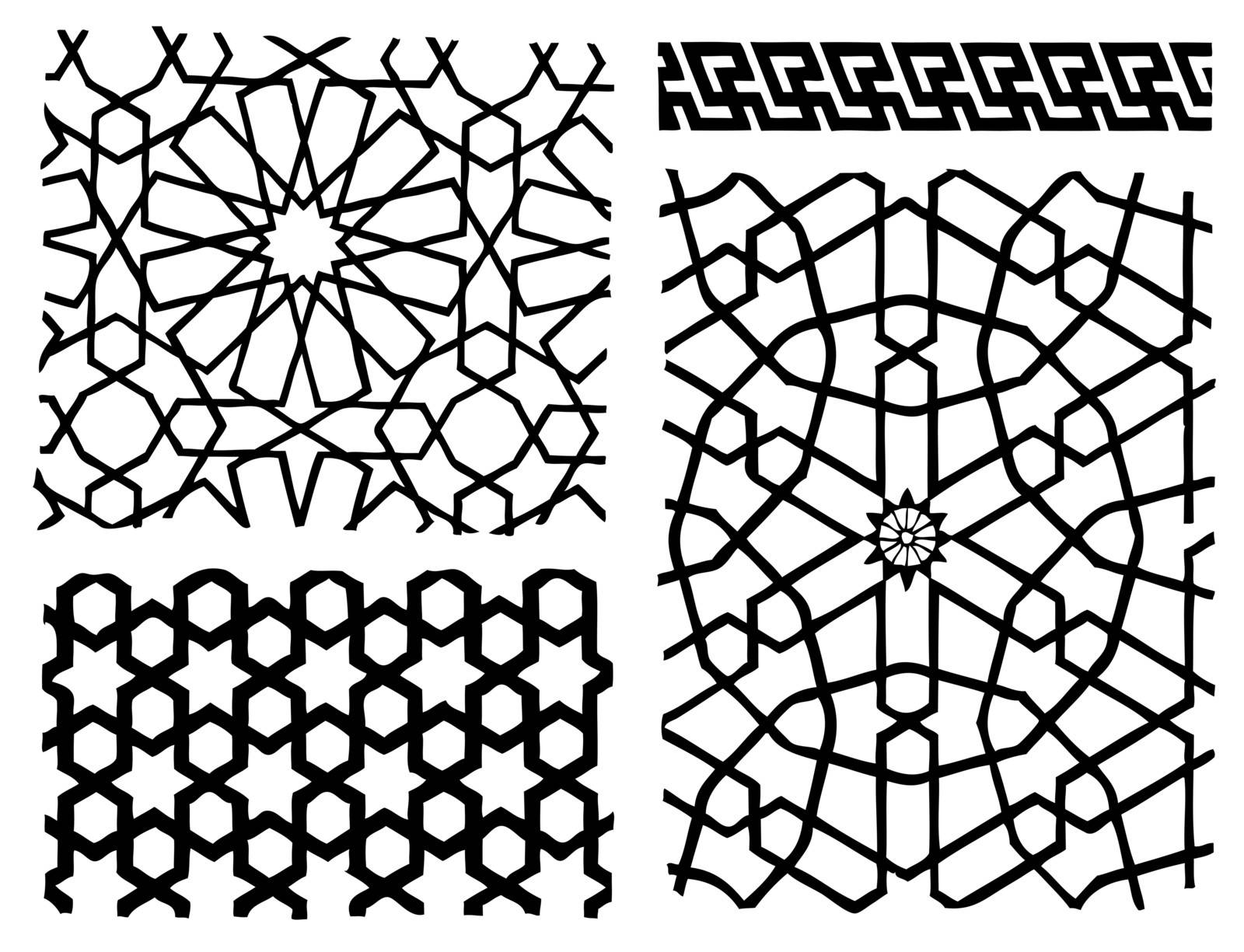 vector set of oriental patterns