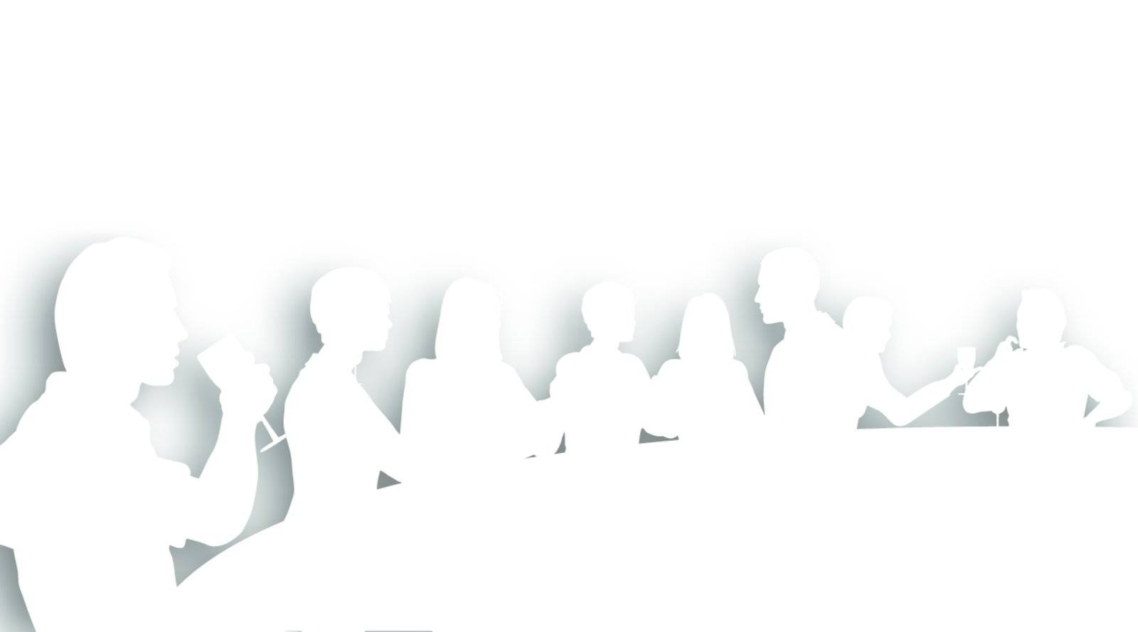 Editable vector cutout silhouettes of people in a wine bar with background shadow made using a gradient mesh