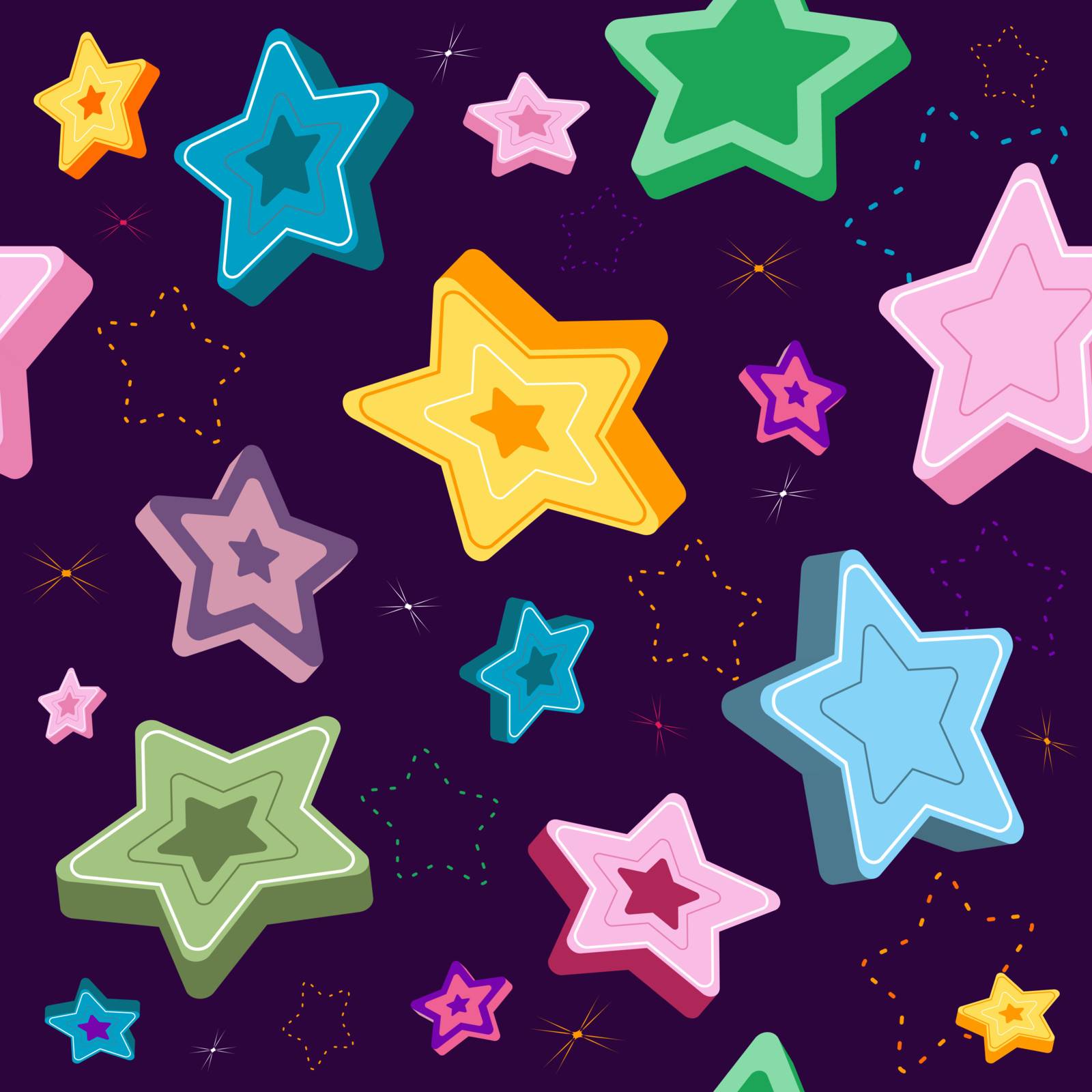 Seamless violet pattern with stars (vector)