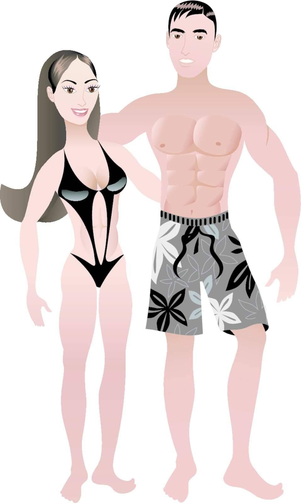 Vector Illustration. Fit Athletic Couple 2.