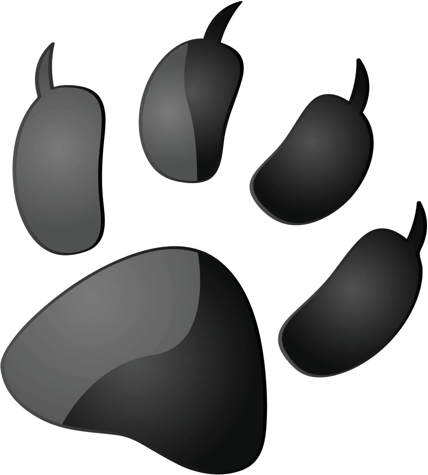 Glossy illustration of the outline of an animal paw print