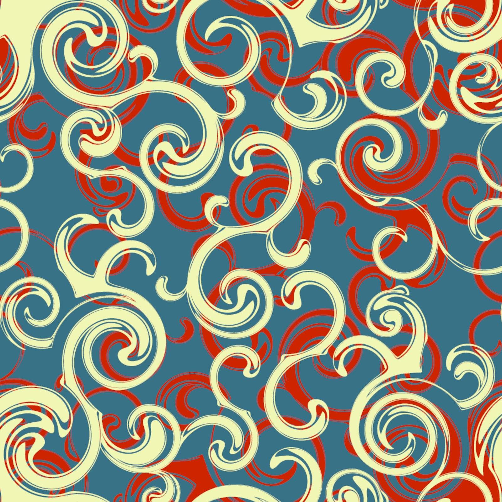 Editable vector seamless wallpaper tile of a curly design