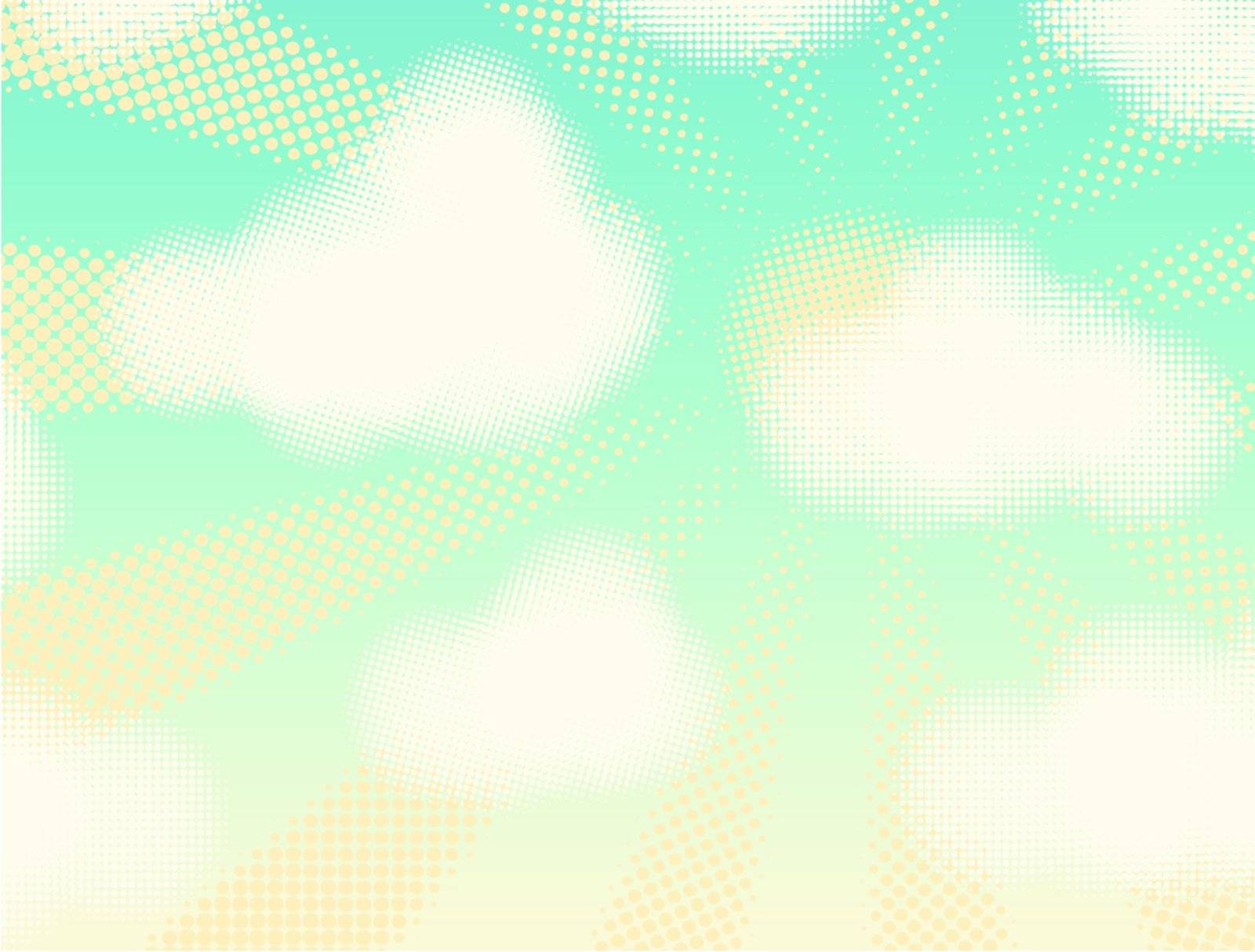 Editable vector design of halftone cumulus clouds and sunshine
