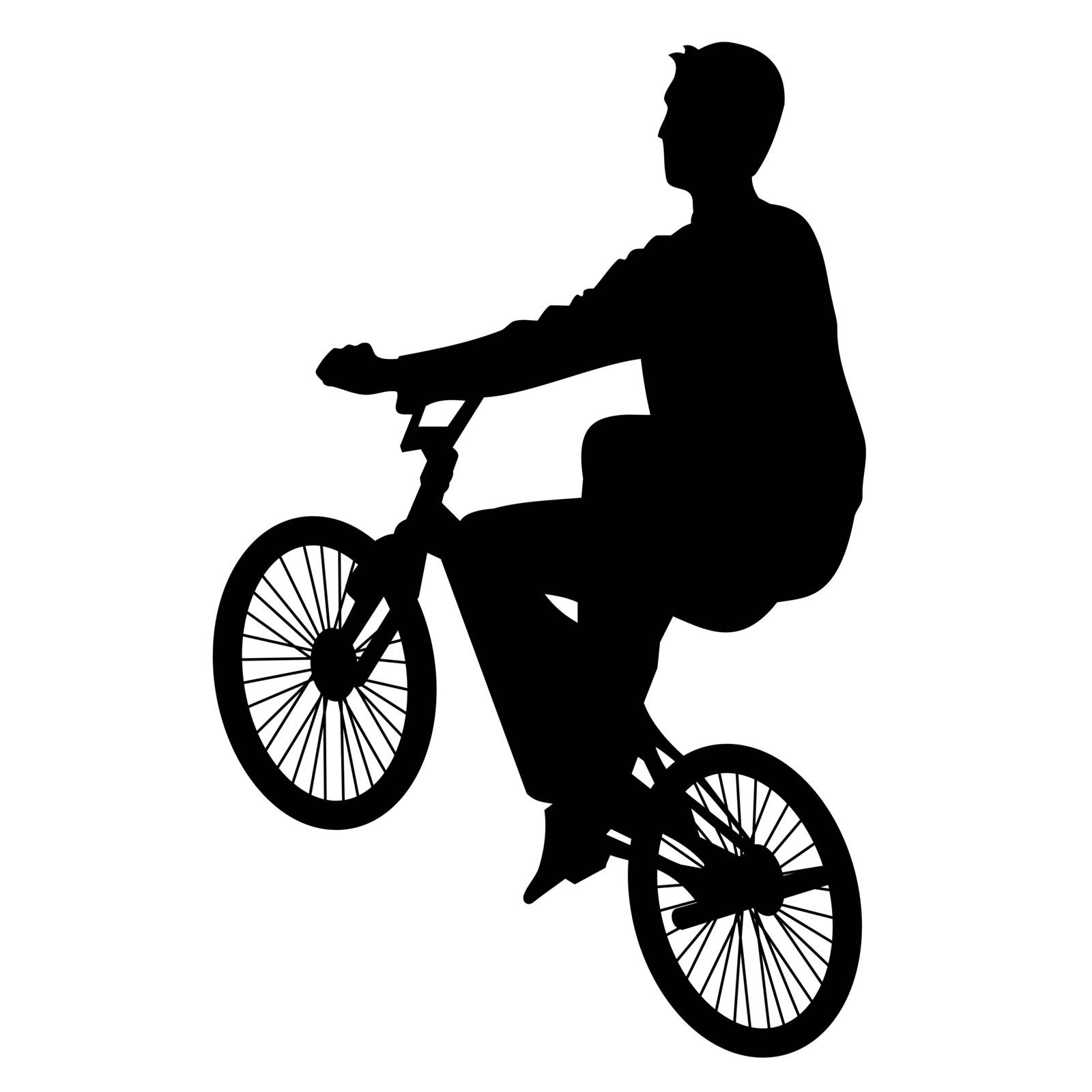 Bicycle rider silhouette isolated on white 