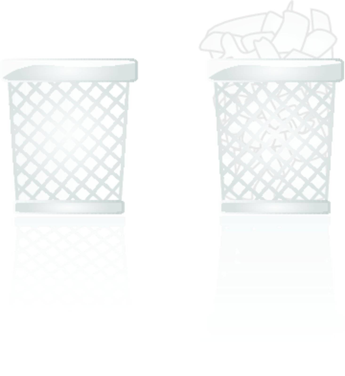 Glossy illustration of an empty and a full garbage can