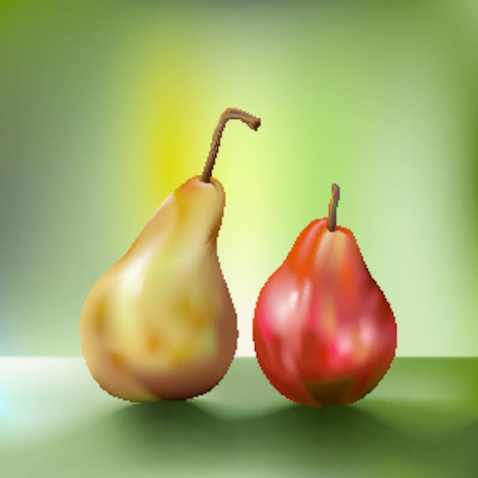 two pears side by side, created using gradient mesh