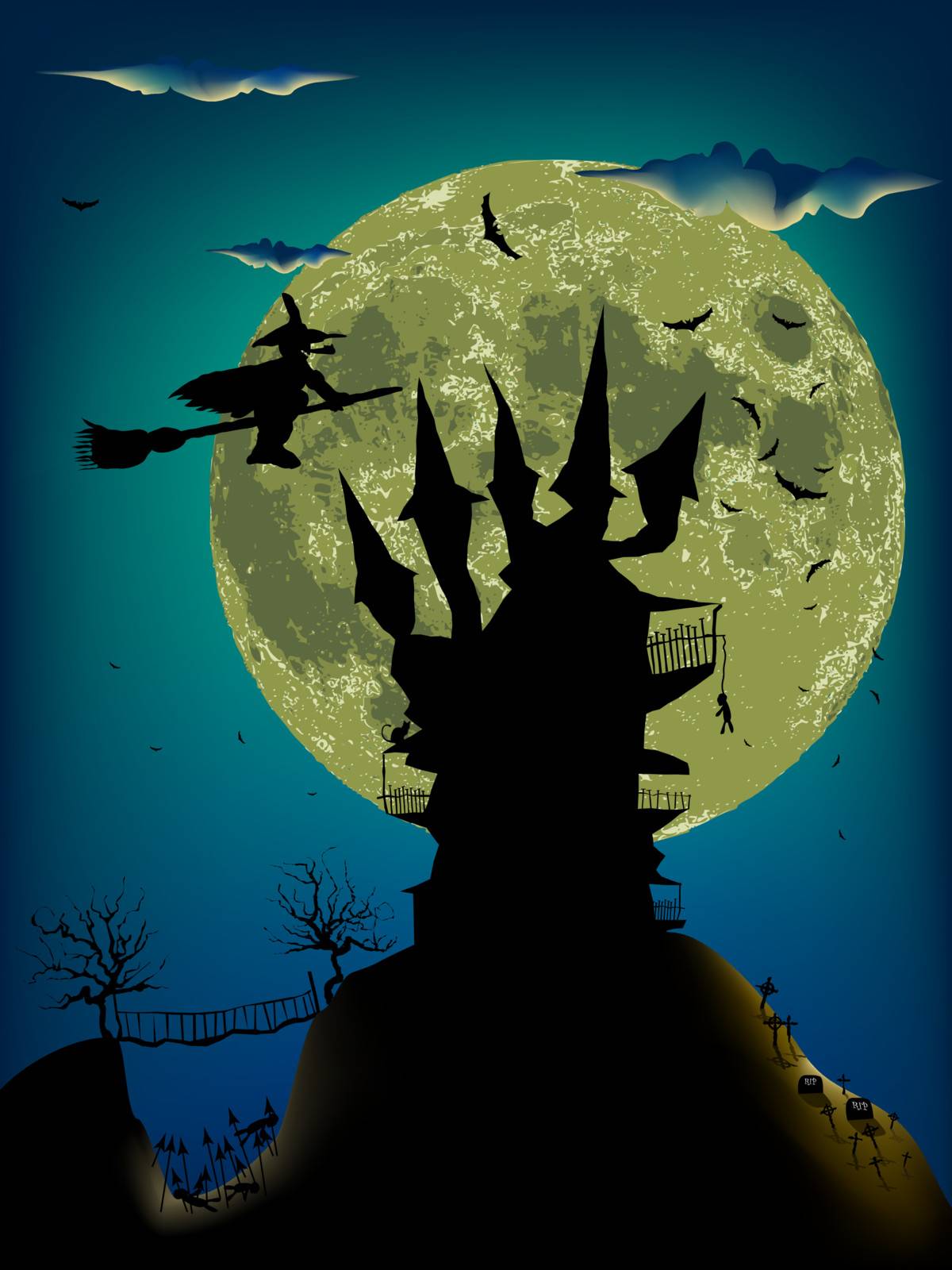 Halloween night portrait poster. EPS 8 vector file included