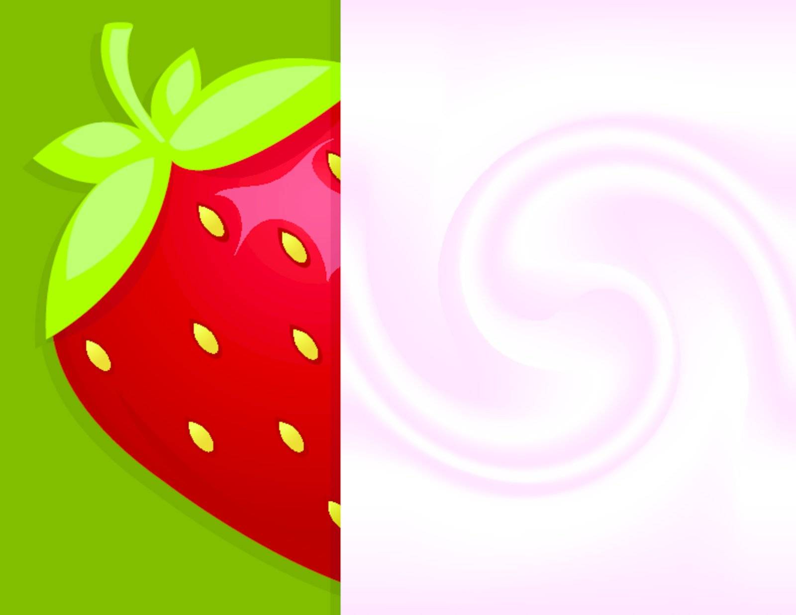 background in yoghurt and big  fresh strawberry