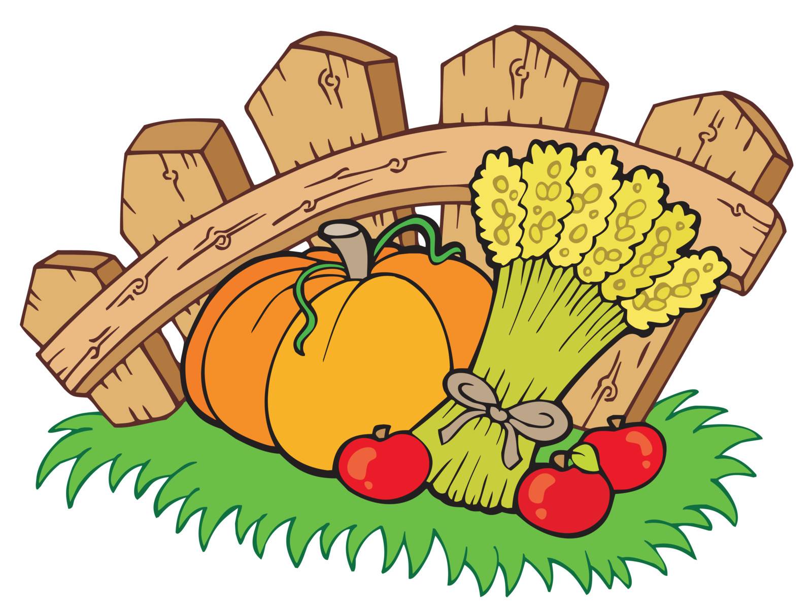 Thanksgiving motive with harvest - vector illustration.