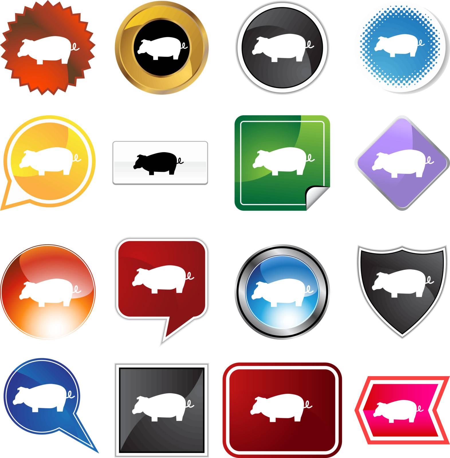Pig variety set isolated on a white background.