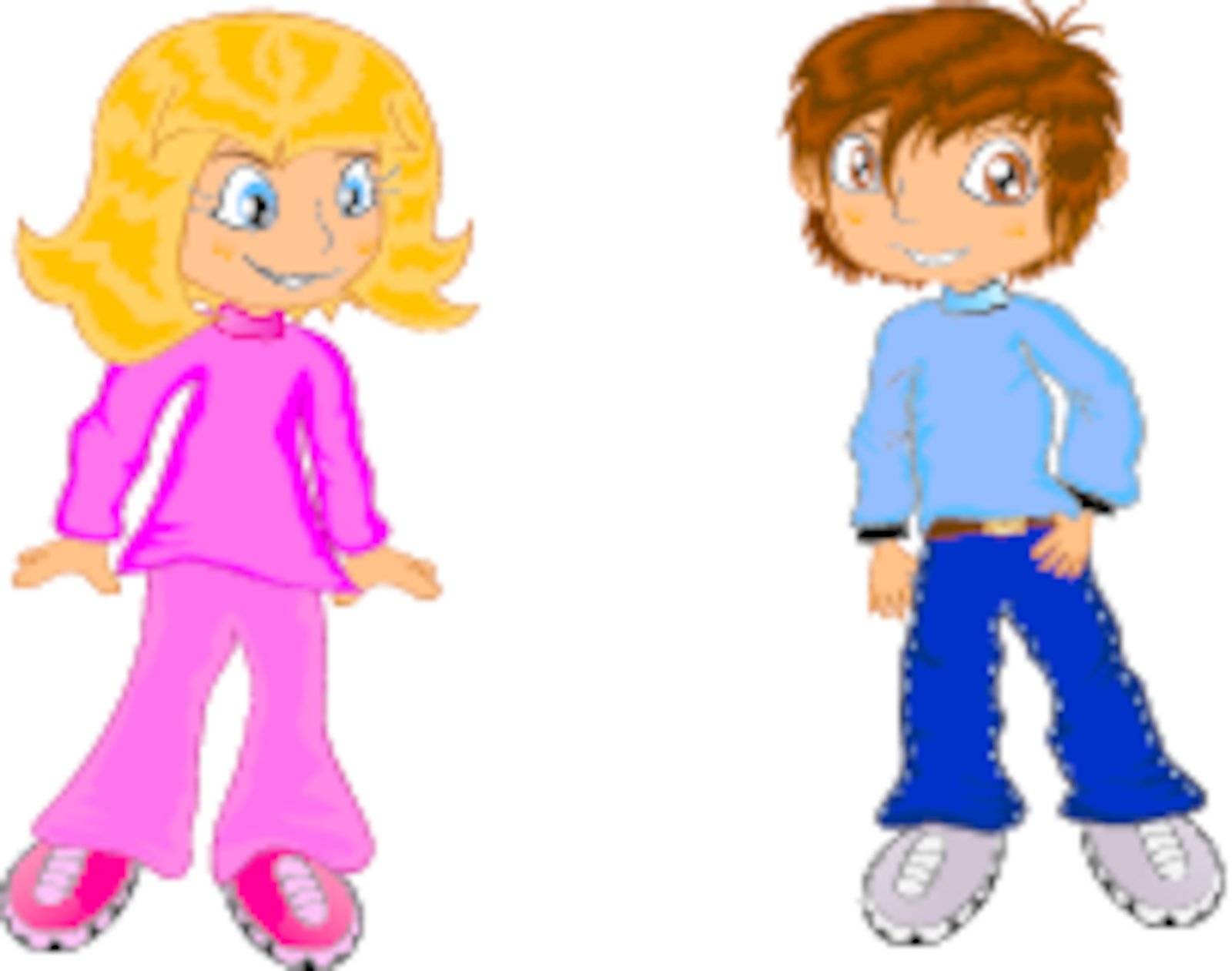 vector illustration shows children, a boy and a girl