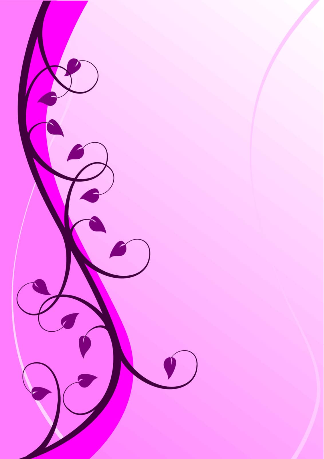 An abstract mauve floral design with  room for text
