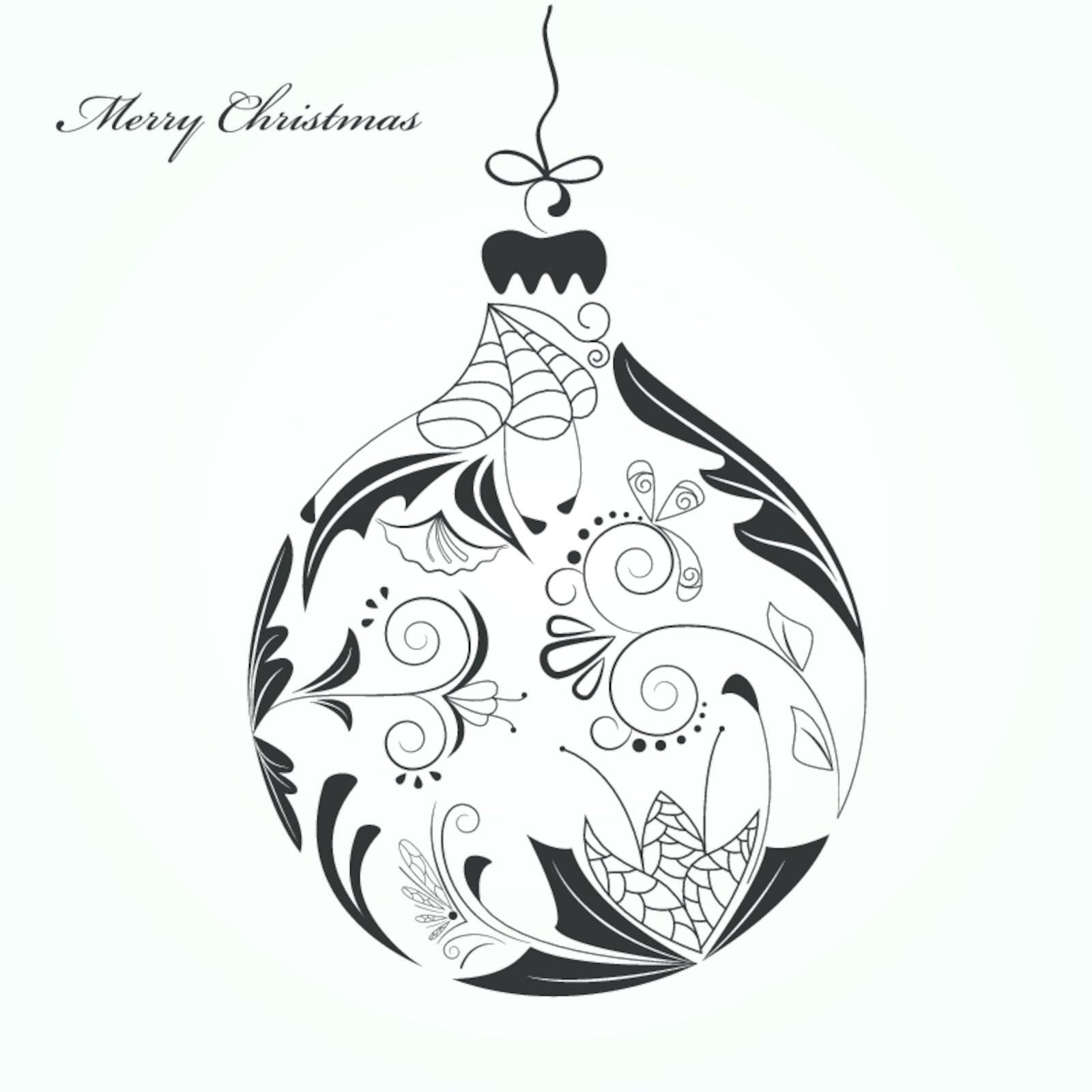 Vector picture of black silhouette of christmas ball on blue background