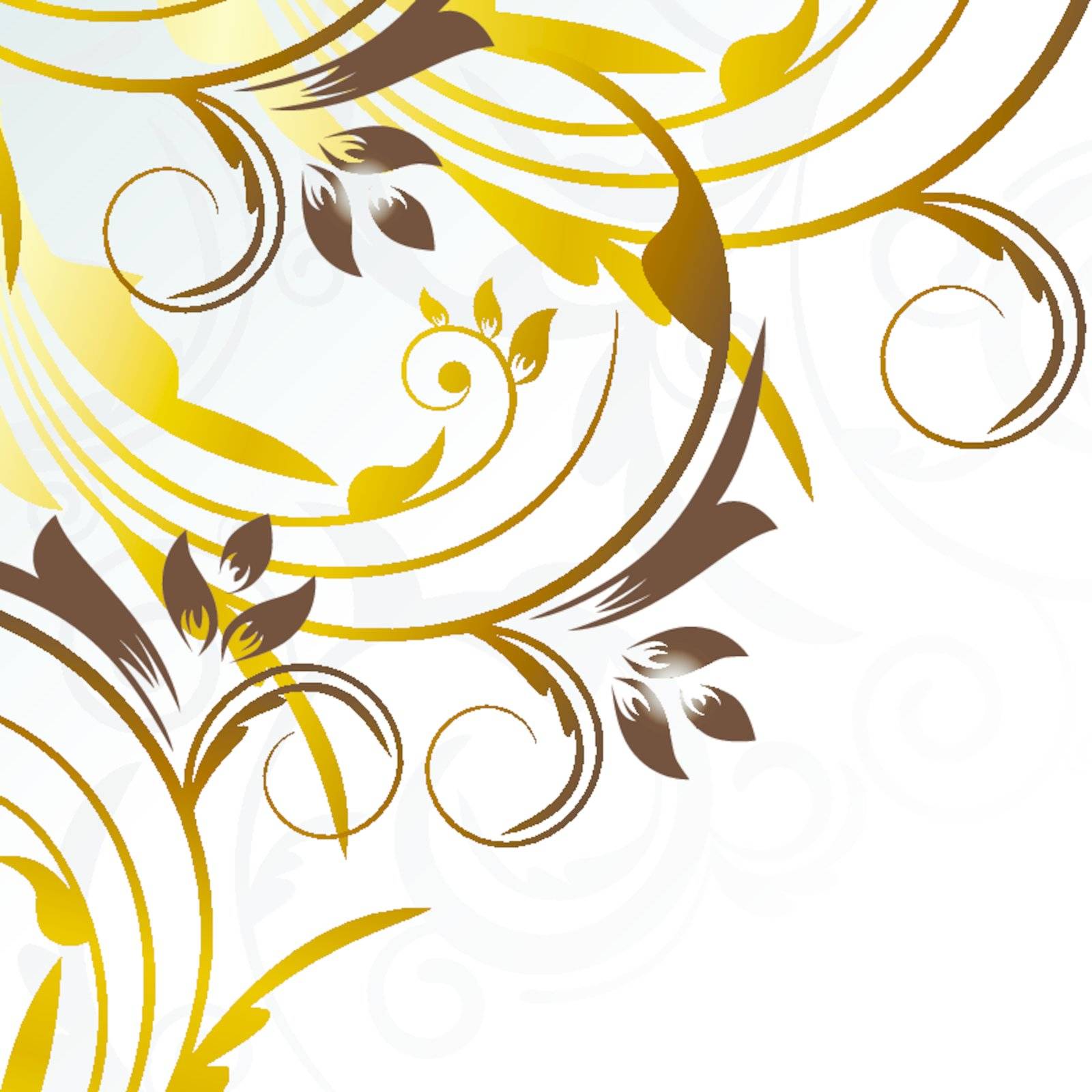 Vector picture of gold curves with silver background