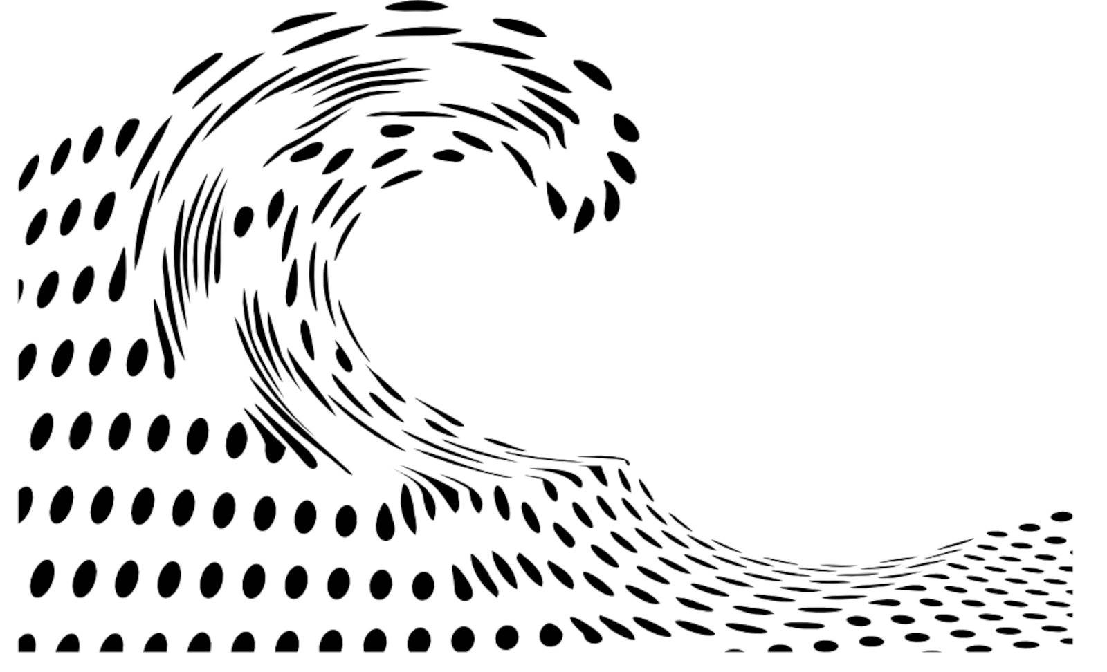 Wave illustration made out of an abstract design of circles