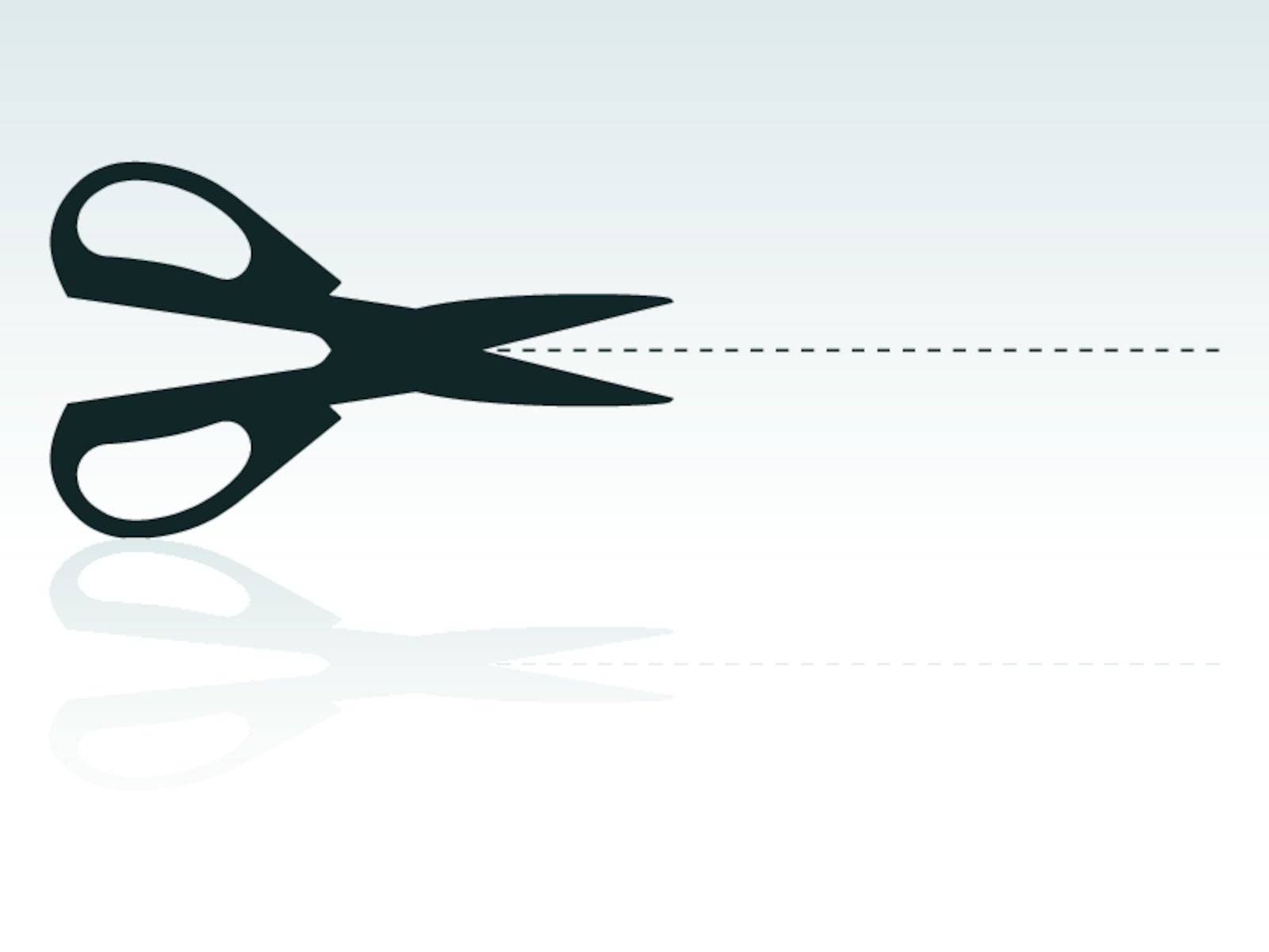 Silhouette Illustration of Scissors and Cutting Mark (jpeg file also has clipping path)