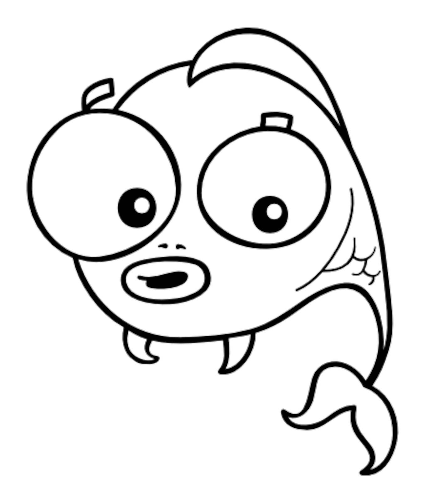 cartoon illustration of cute little fish for coloring book
