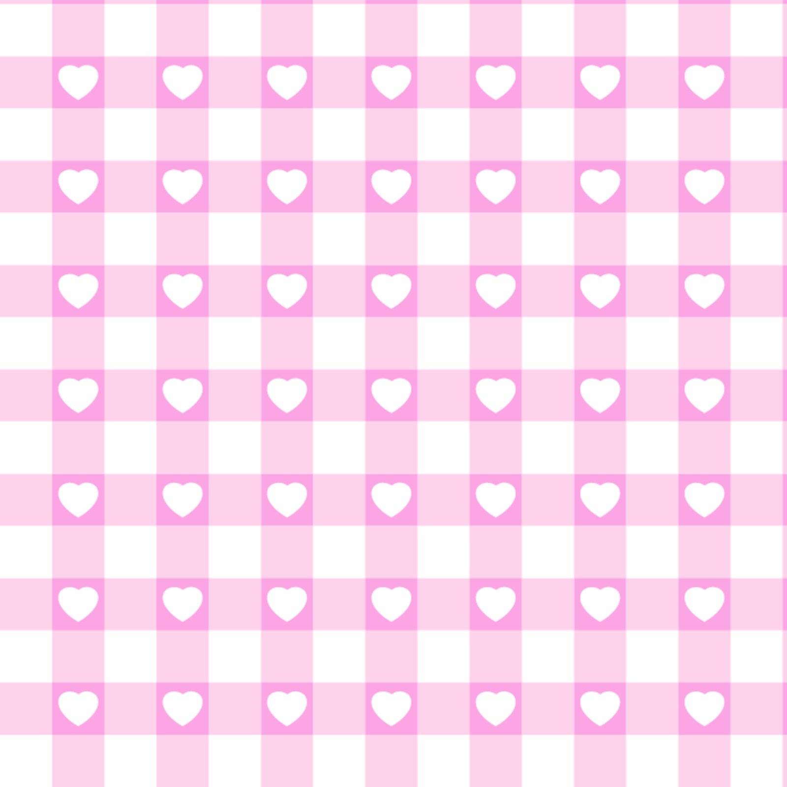 Swatch ready seamless Hearts & Gingham vintage design in pastel pink background. EPS 8 vector file included