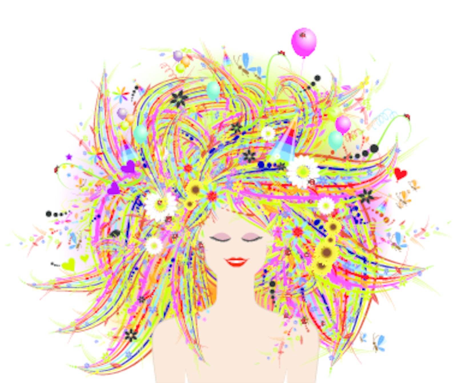Woman face, festive floral hairstyle by Kudryashka