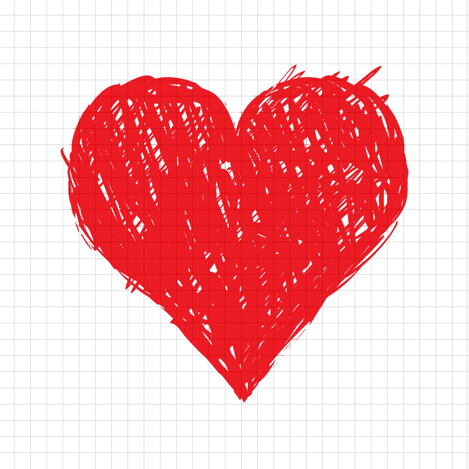 Sketch heart shape red for your design by Kudryashka
