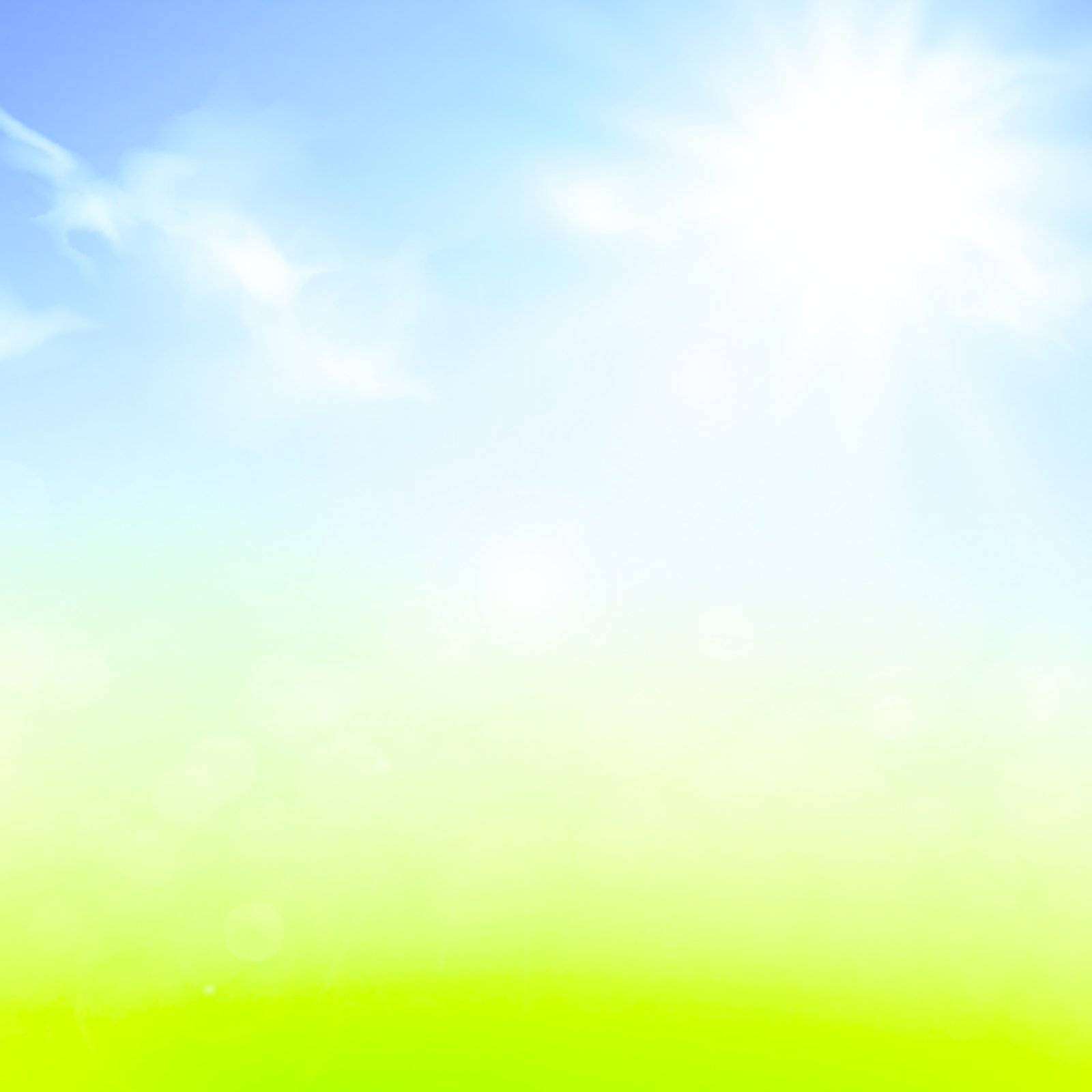 summer or spring background with blue sky and sun