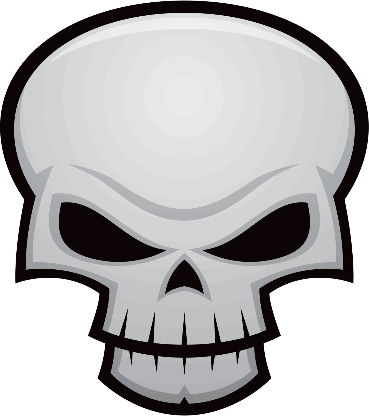 Cartoon vector illustration of an evil, stylized skull. Great for Halloween, pirate flags, warnings, etc.