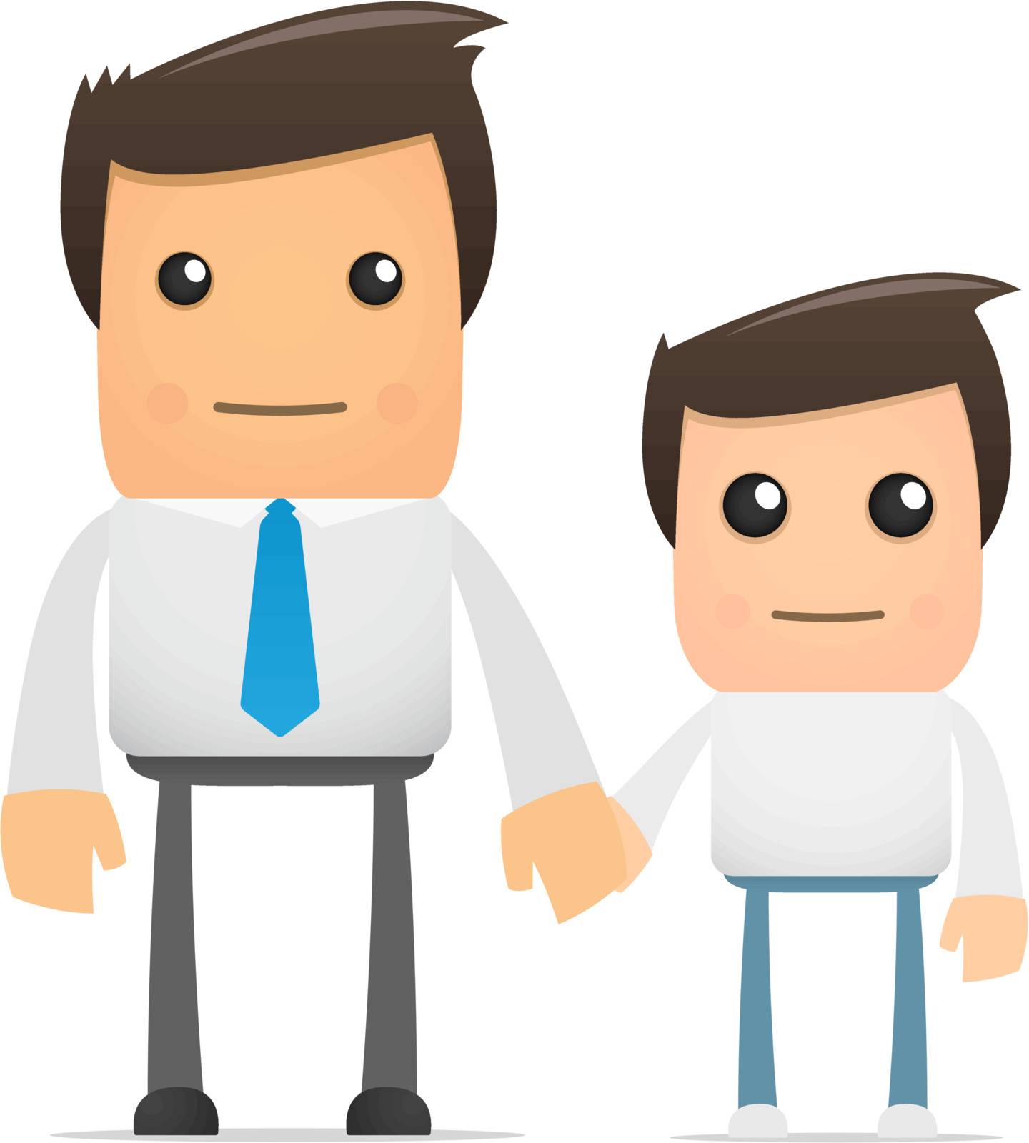illustration of cartoon office worker and his son
